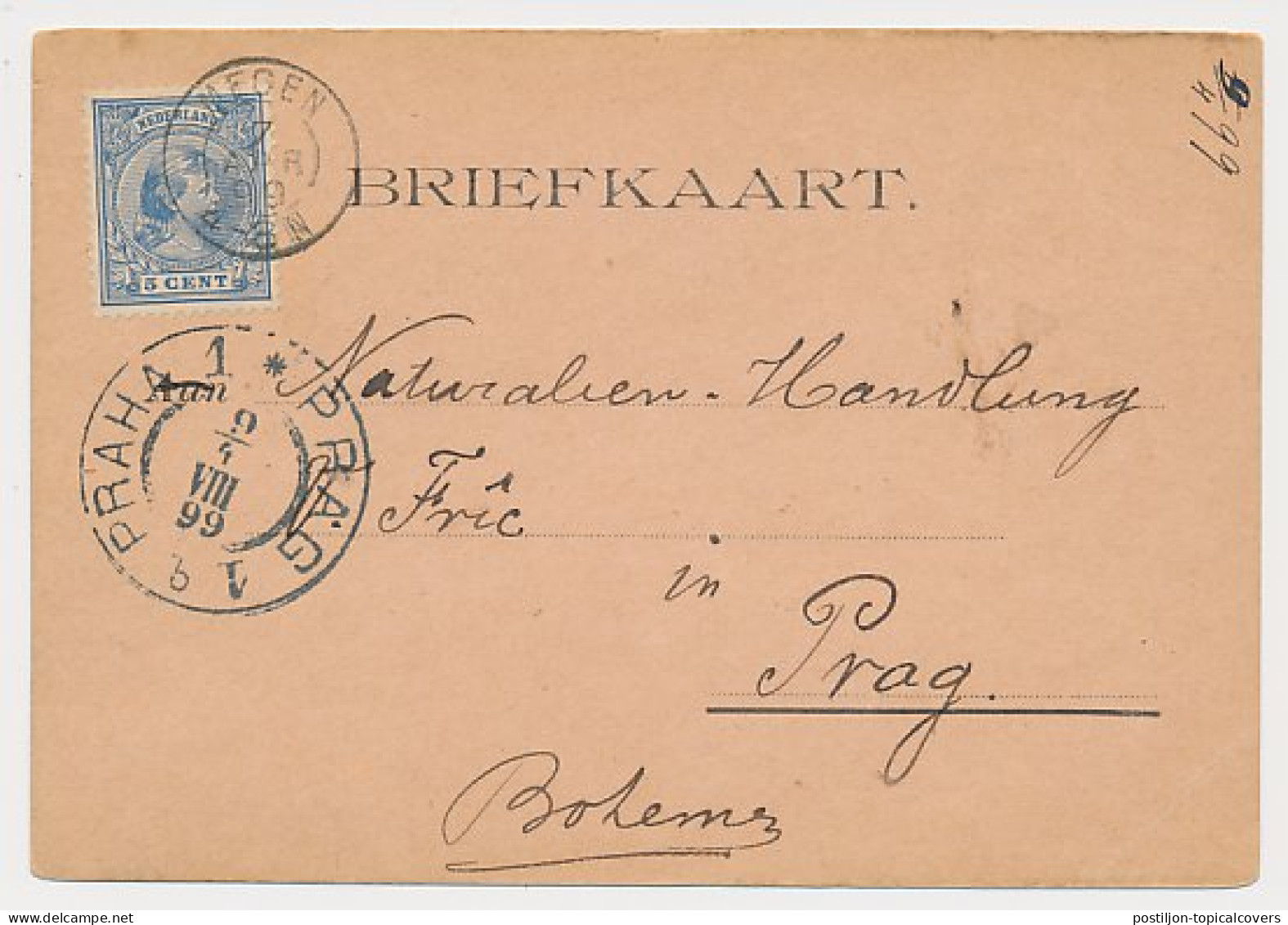 Kleinrondstempel Megen - Praag Bohemen Tsjechie 1899 - Ohne Zuordnung