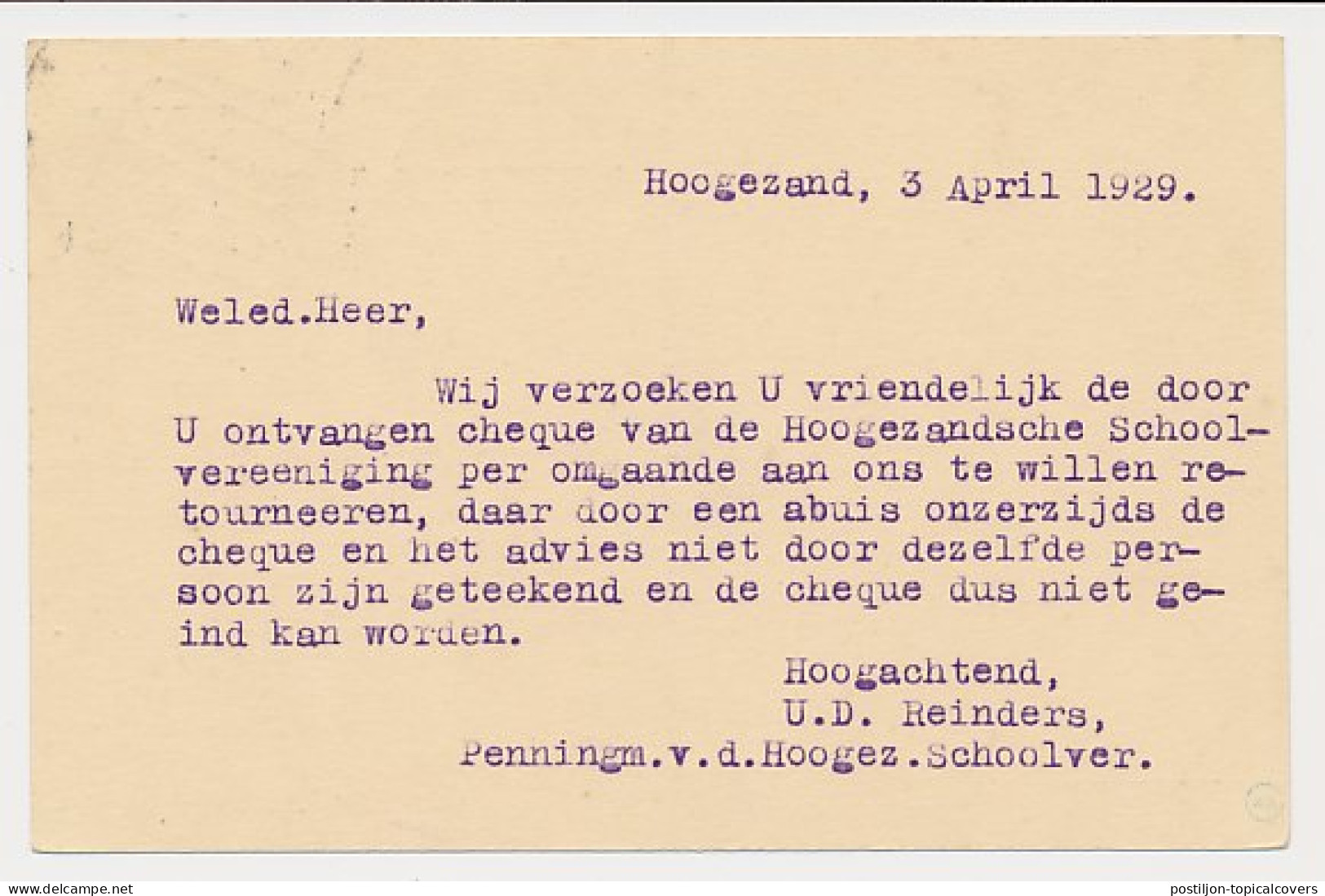 Treinblokstempel : Nieuweschans - Groningen III 1929 - Unclassified
