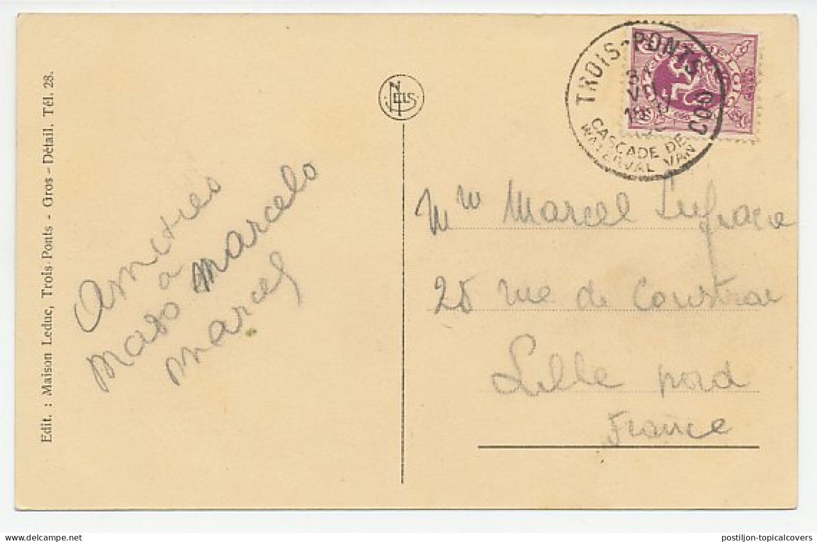 Postcard / Postmark Belgium 193(?) Waterfalls - Coo - Unclassified