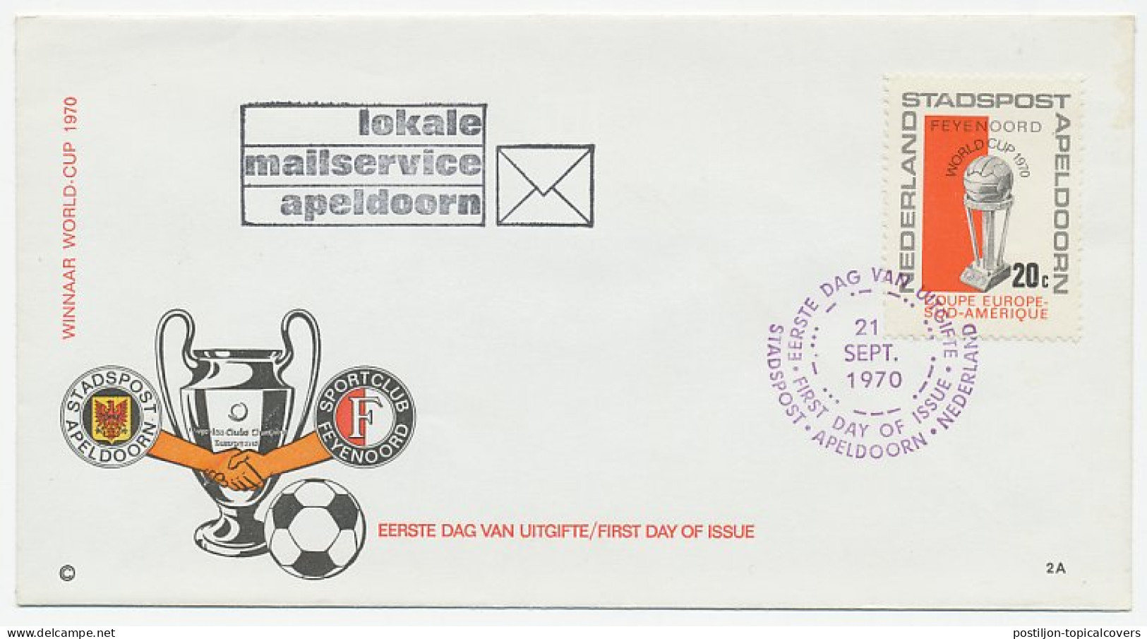 Cover / Postmark City Mail Netherlands 1970 World Campionships Football 1970 - Feyenoord - Other & Unclassified