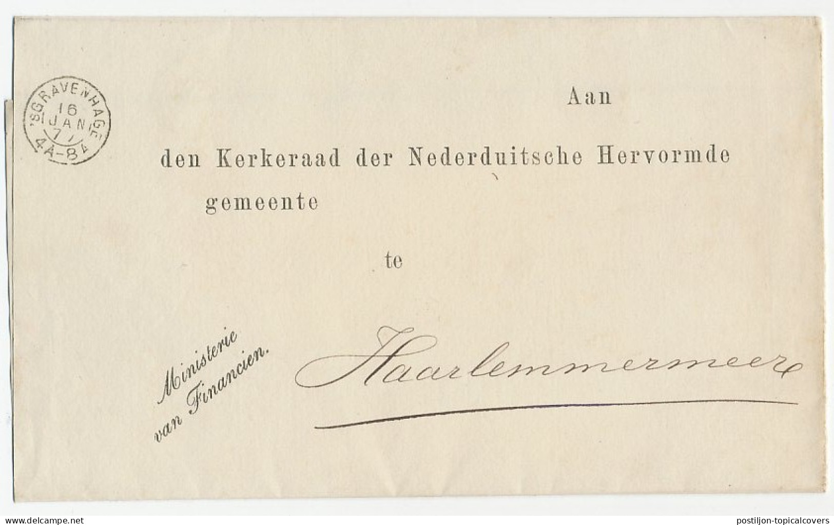 Dienst Den Haag - Haarlemmermeer 1877 - Hervormde Kerk - Unclassified