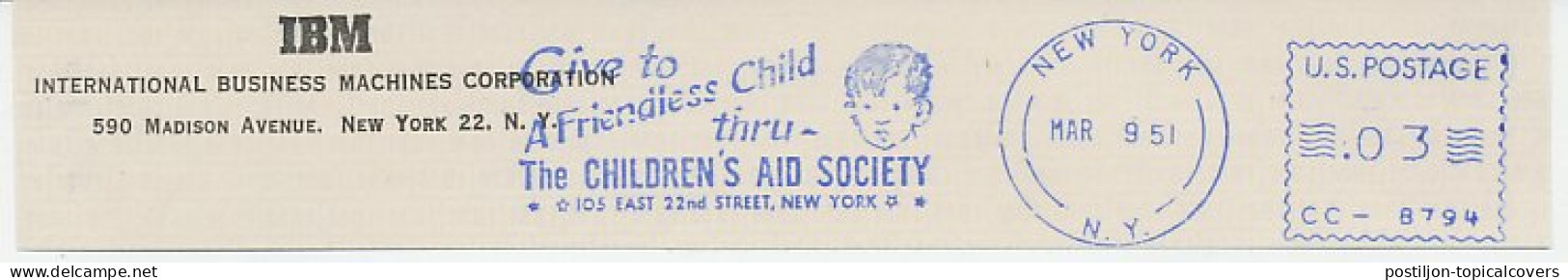 Meter Top Cut USA 1951 Children Aid Society - IBM - Andere & Zonder Classificatie