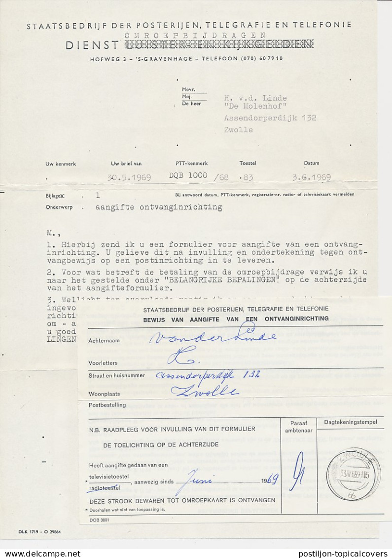 Zwolle 1969 - Aangifte Ontvanginrichting - Ohne Zuordnung