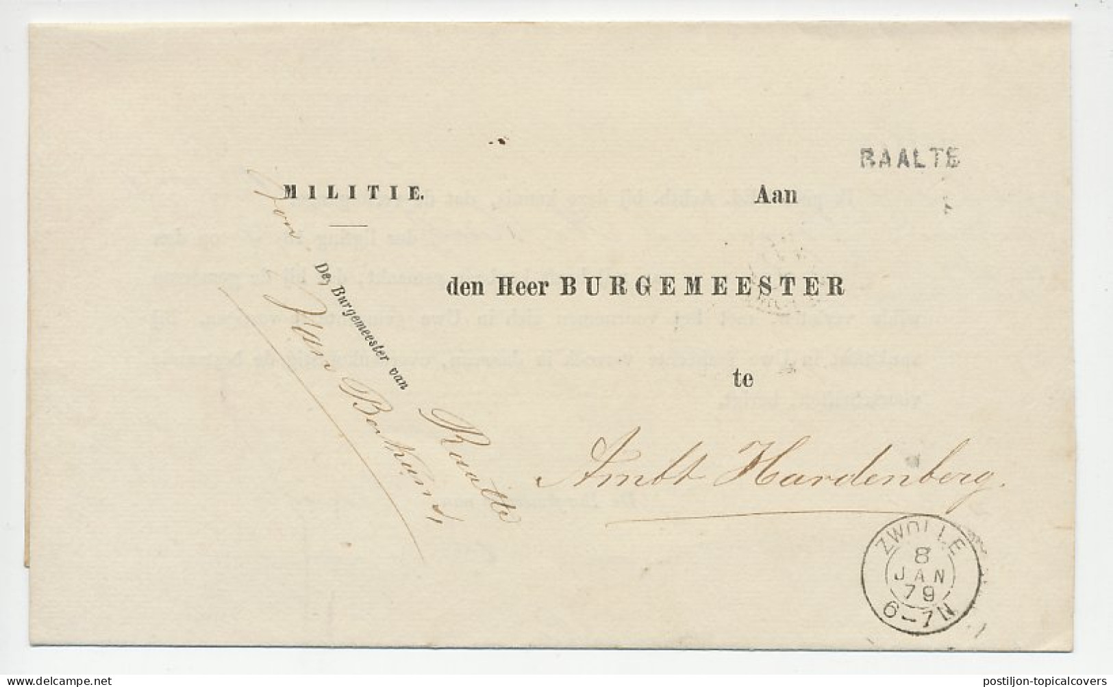 Naamstempel Raalte 1879 - Brieven En Documenten