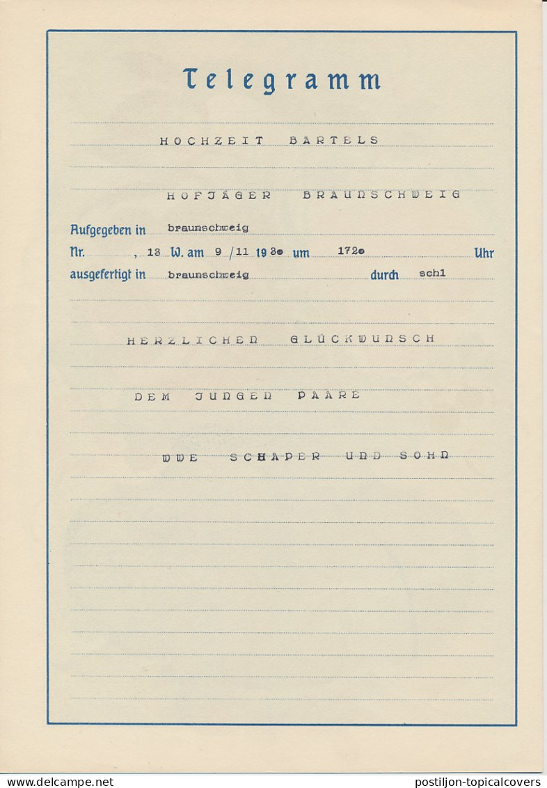 Telegram Germany 1930 - Schmuckblatt Telegramme Flowers - Vase With Tulips - Other & Unclassified