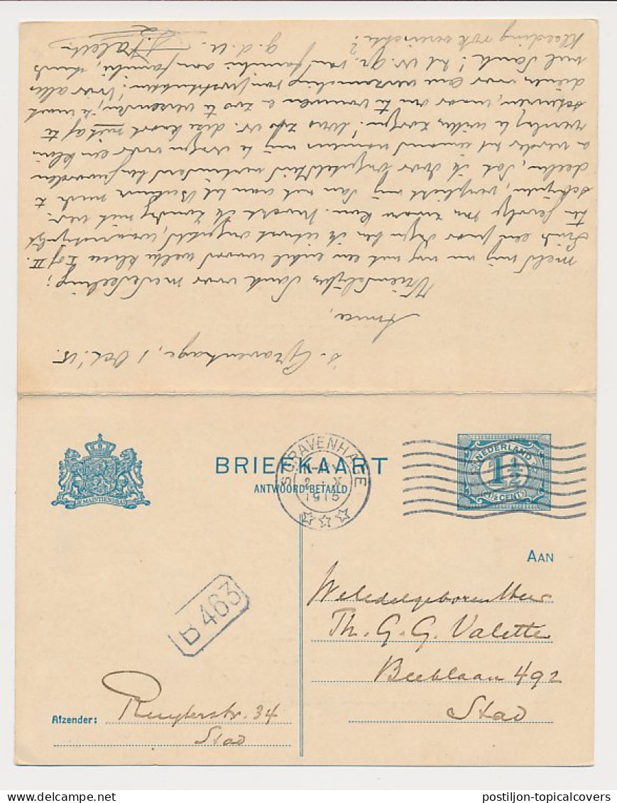 Briefkaart G. 87 I Locaal Te Den Haag 1915 V.v. - Postal Stationery