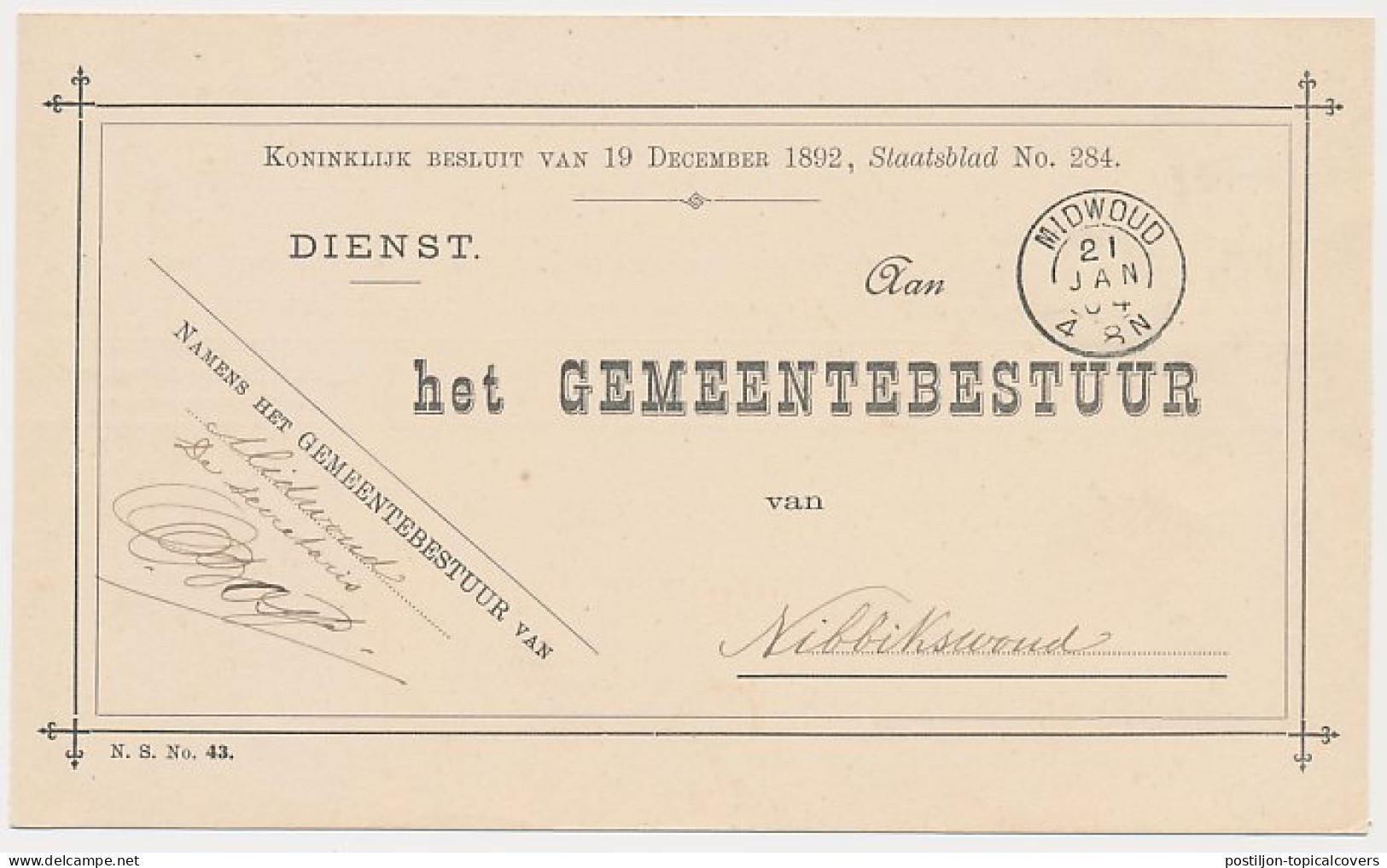 Kleinrondstempel Midwoud 1904 - Unclassified