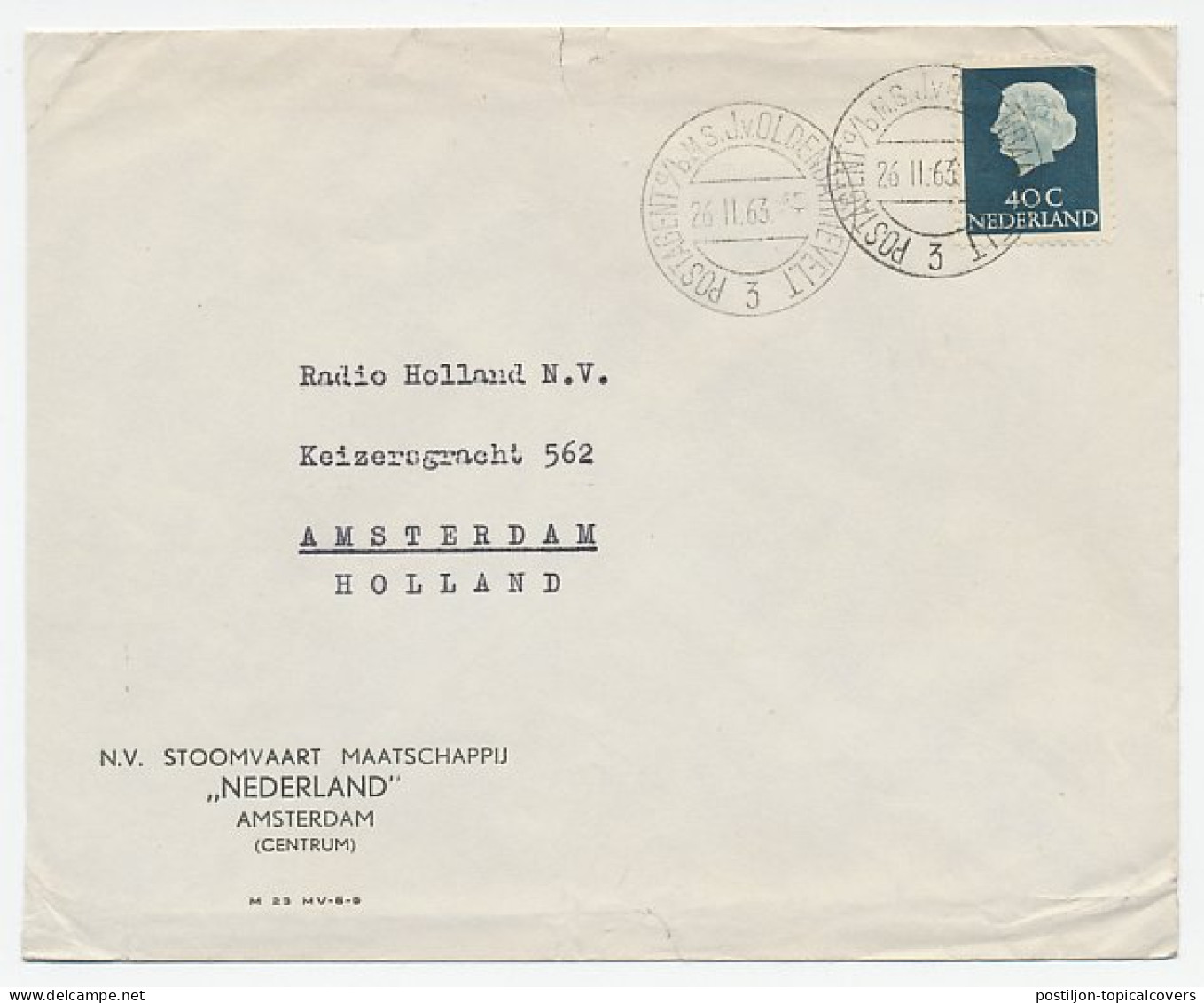 Postagent MS J.v.Oldenbarnevelt (3) 1963 : Aden - Amsterdam - Unclassified