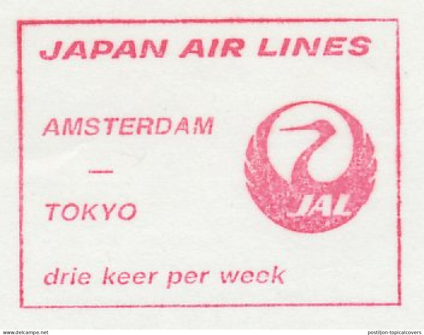 Meter Cut Netherlands 1987 JAL - Japan Air Lines - Airplanes