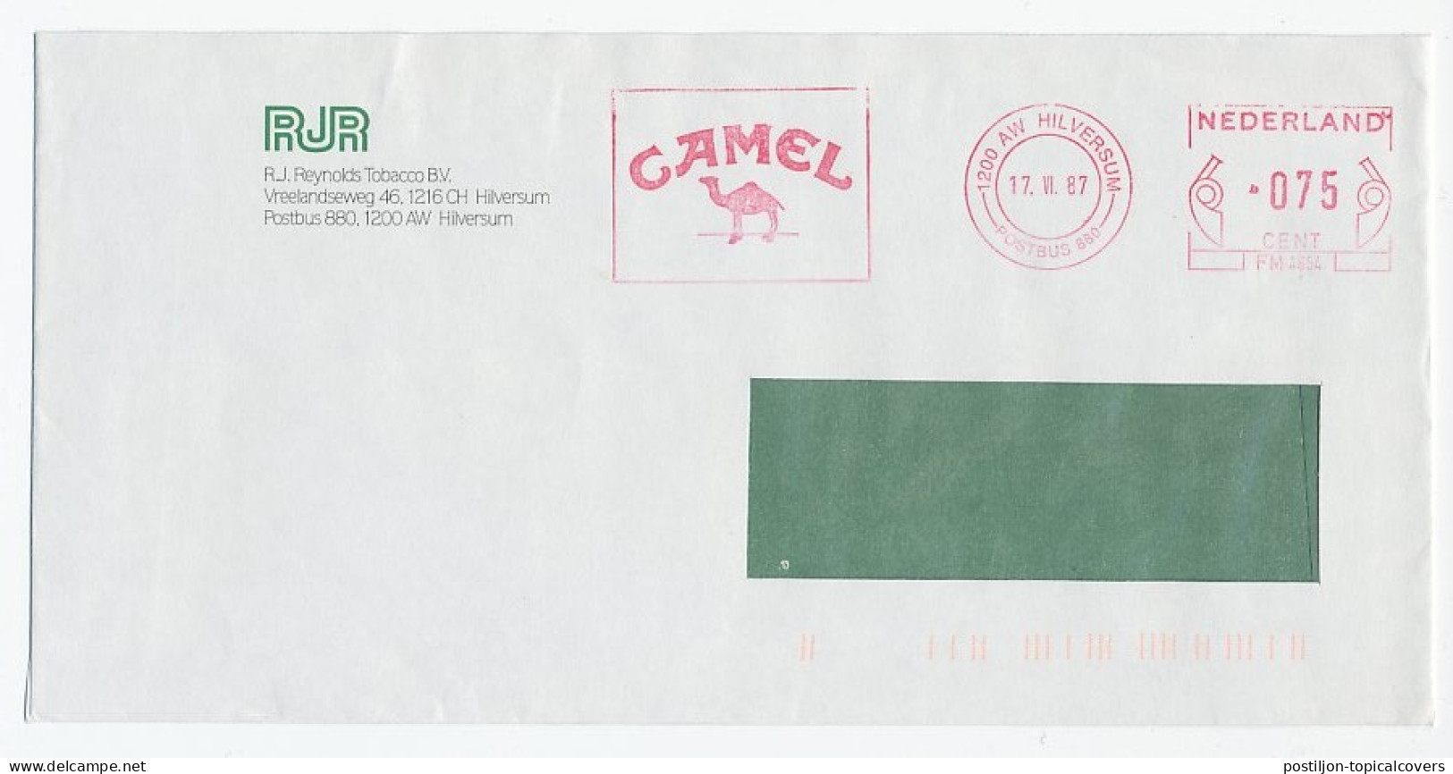 Meter Cover Netherlands 1987 Camel - Andere & Zonder Classificatie