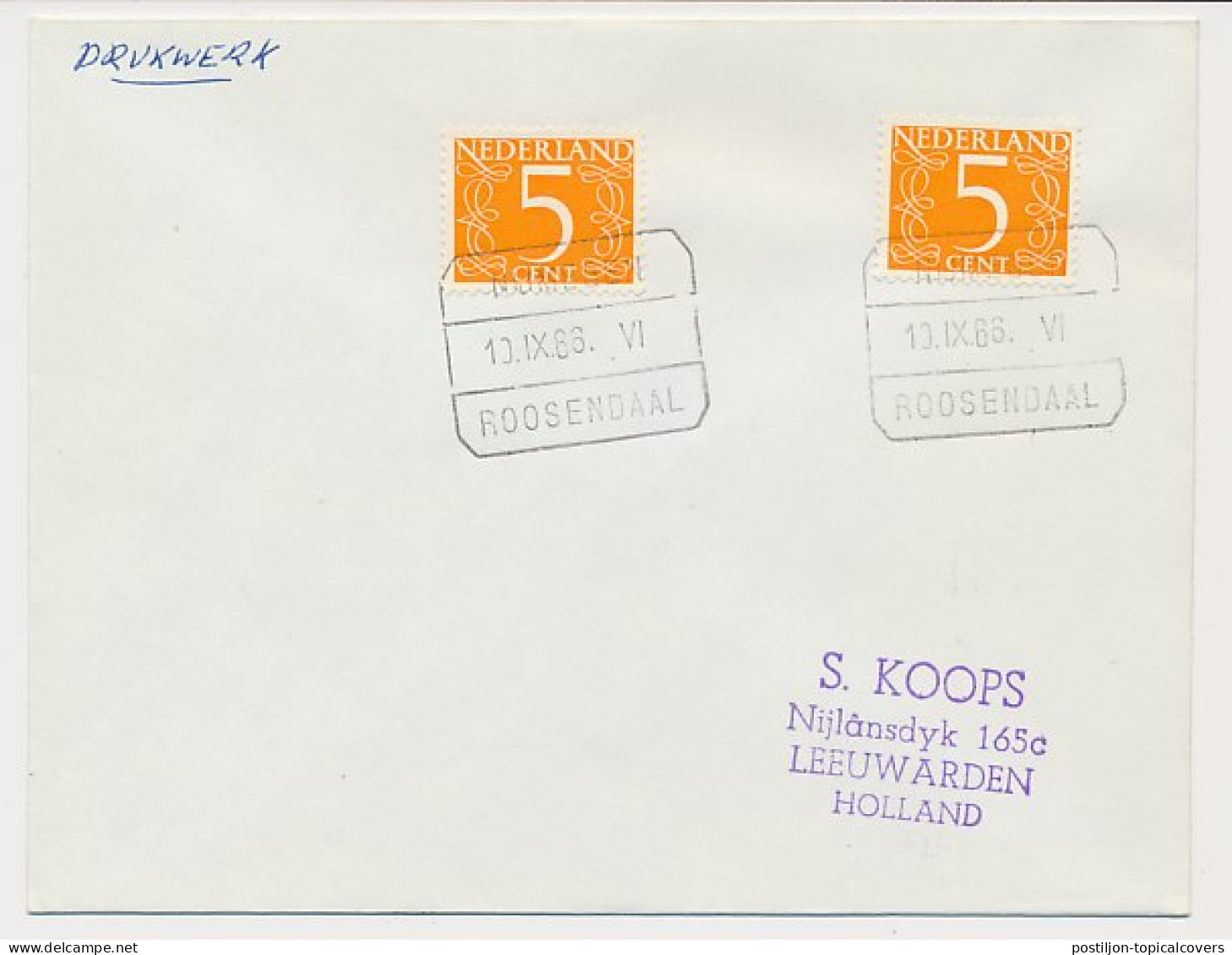 Treinblokstempel : Nijmegen - Roosendaal VI 1966 - Unclassified