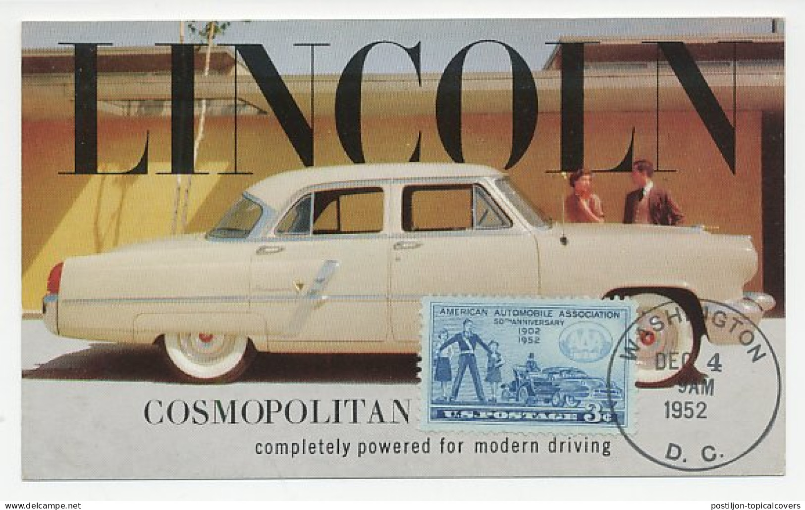 Maximum Card USA 1952 AAA - American Automobile Association - Coches