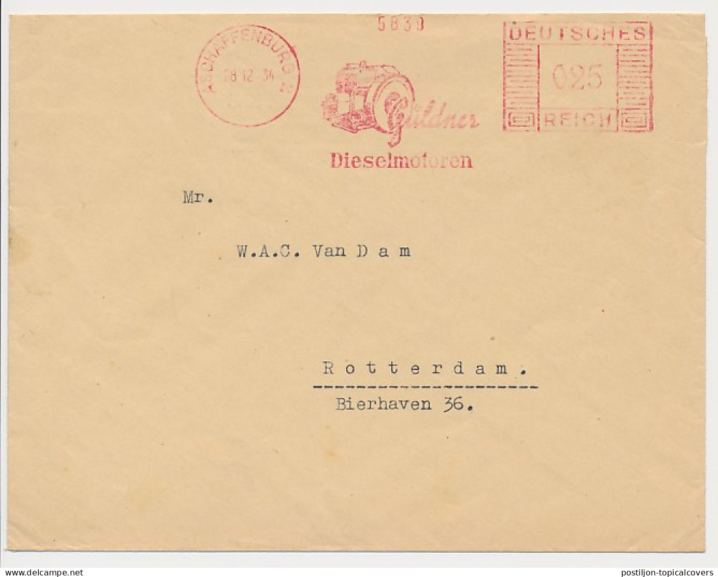 Meter Cover Deutsches Reich / Germany 1934 Diesel Engines - Other & Unclassified