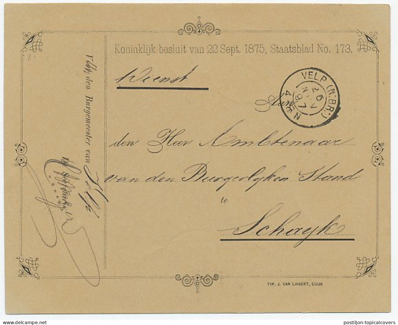 Kleinrondstempel Velp (N:B:) 1897 - Ohne Zuordnung