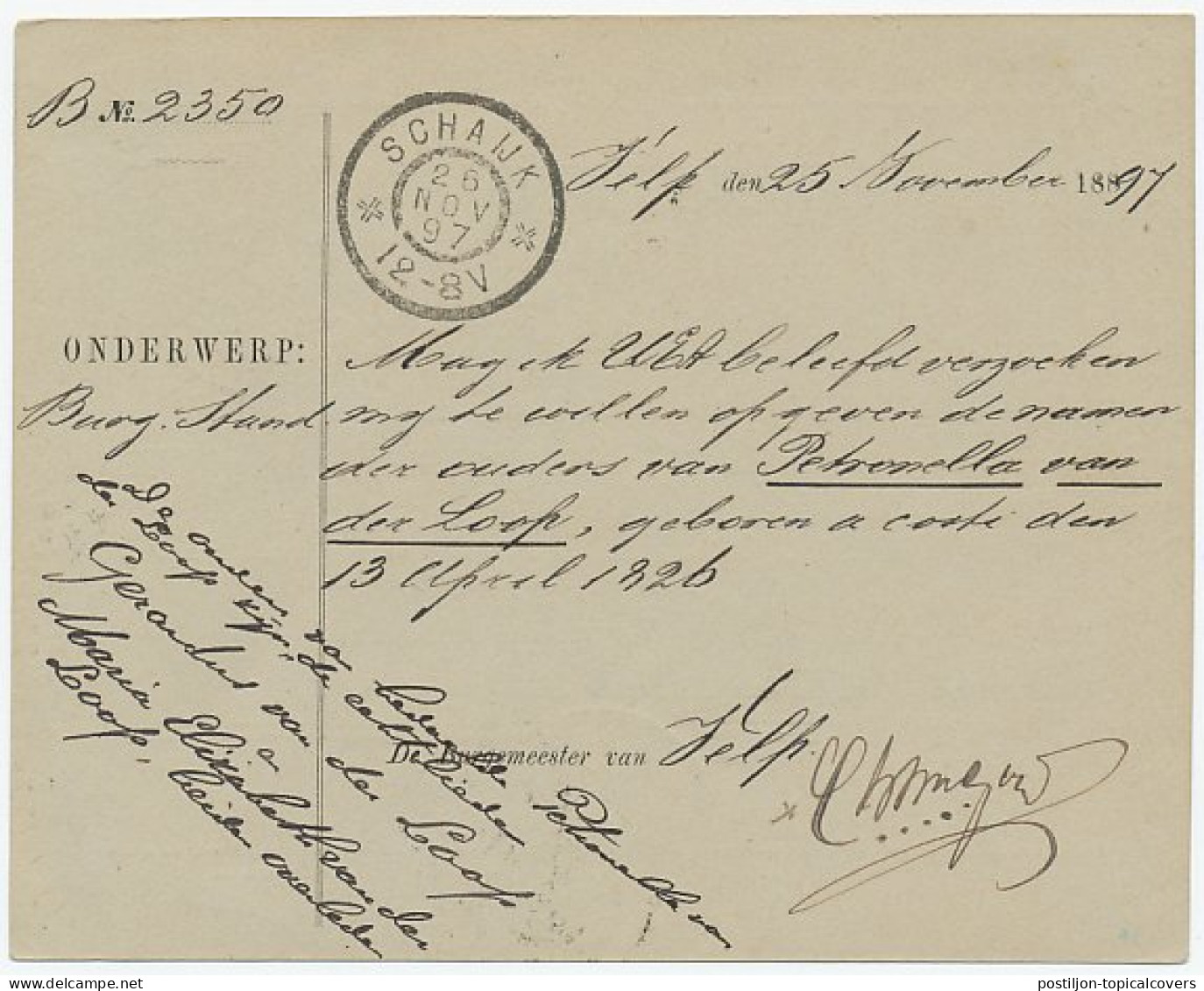 Kleinrondstempel Velp (N:B:) 1897 - Ohne Zuordnung