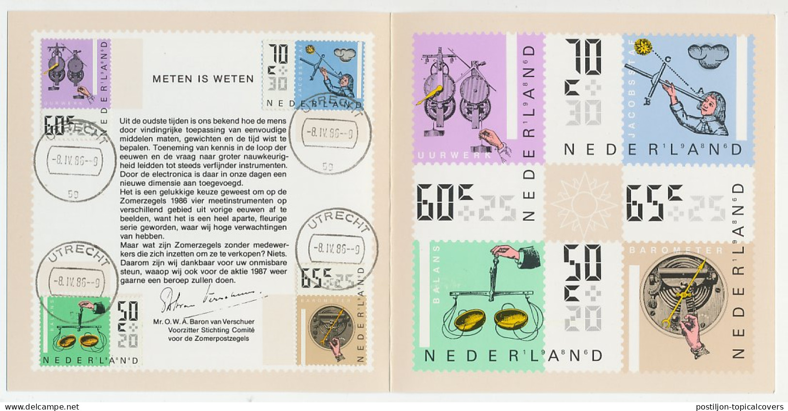 Zomerbedankkaart 1986 - Complete Serie Bijgeplakt - FDC - Ohne Zuordnung