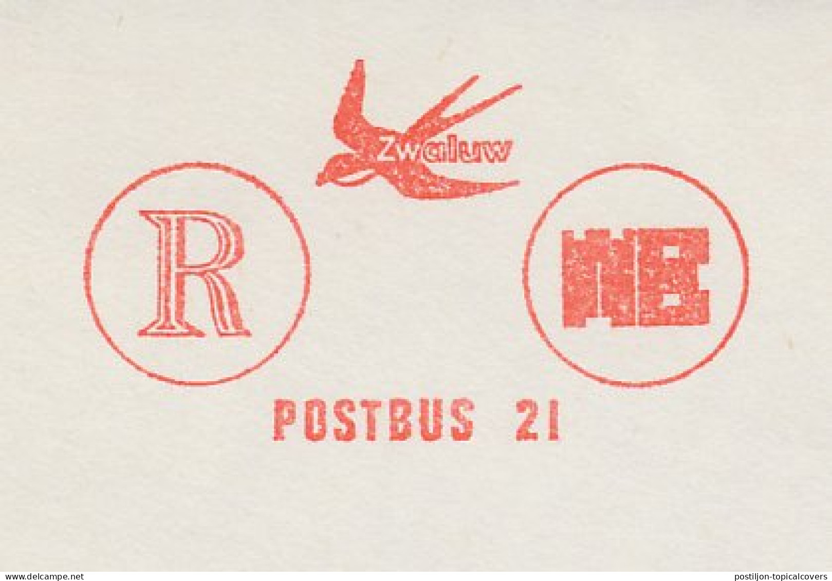 Meter Cut Netherlands 1977 Bird - Swallow - Altri & Non Classificati