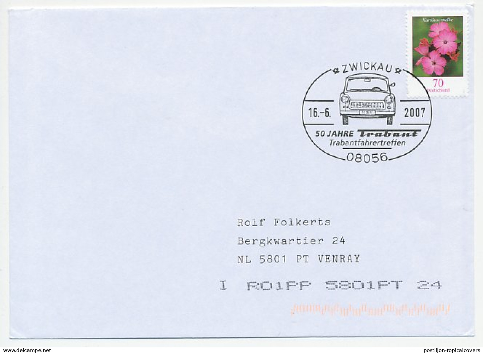 Cover / Postmark Germany 2007 Car - Trabant - Auto's