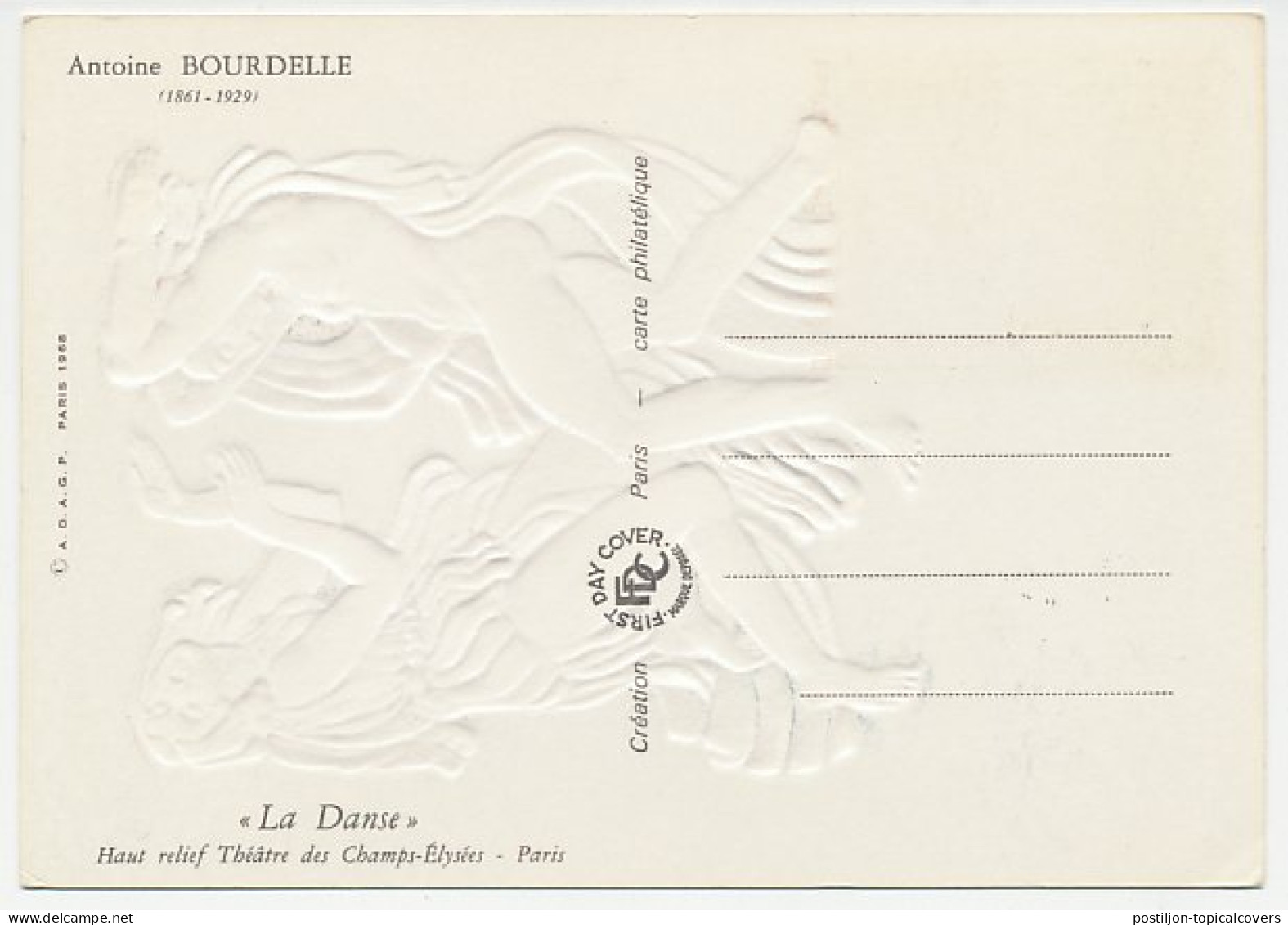 Maximum Card France 1968 The Dance - Antoine Bourdelle - Dance