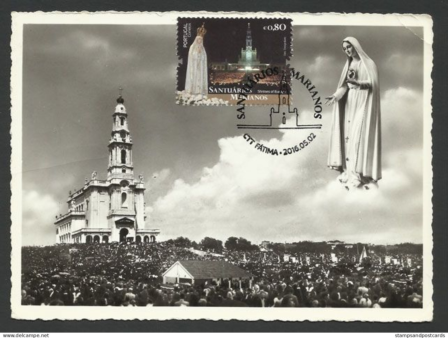 Portugal Sanctuaire Notre Dame De Fatima 2016 Carte Maximum Carte Postale Vintage Sanctuary Our Lady Of Fatima Maxicard - Christianity