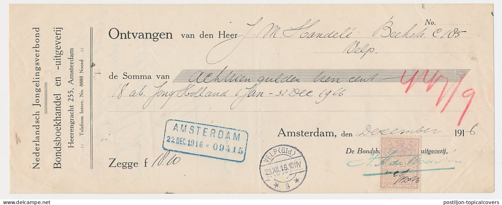 Amsterdam - Velp 1916 - Kwitantie - Unclassified