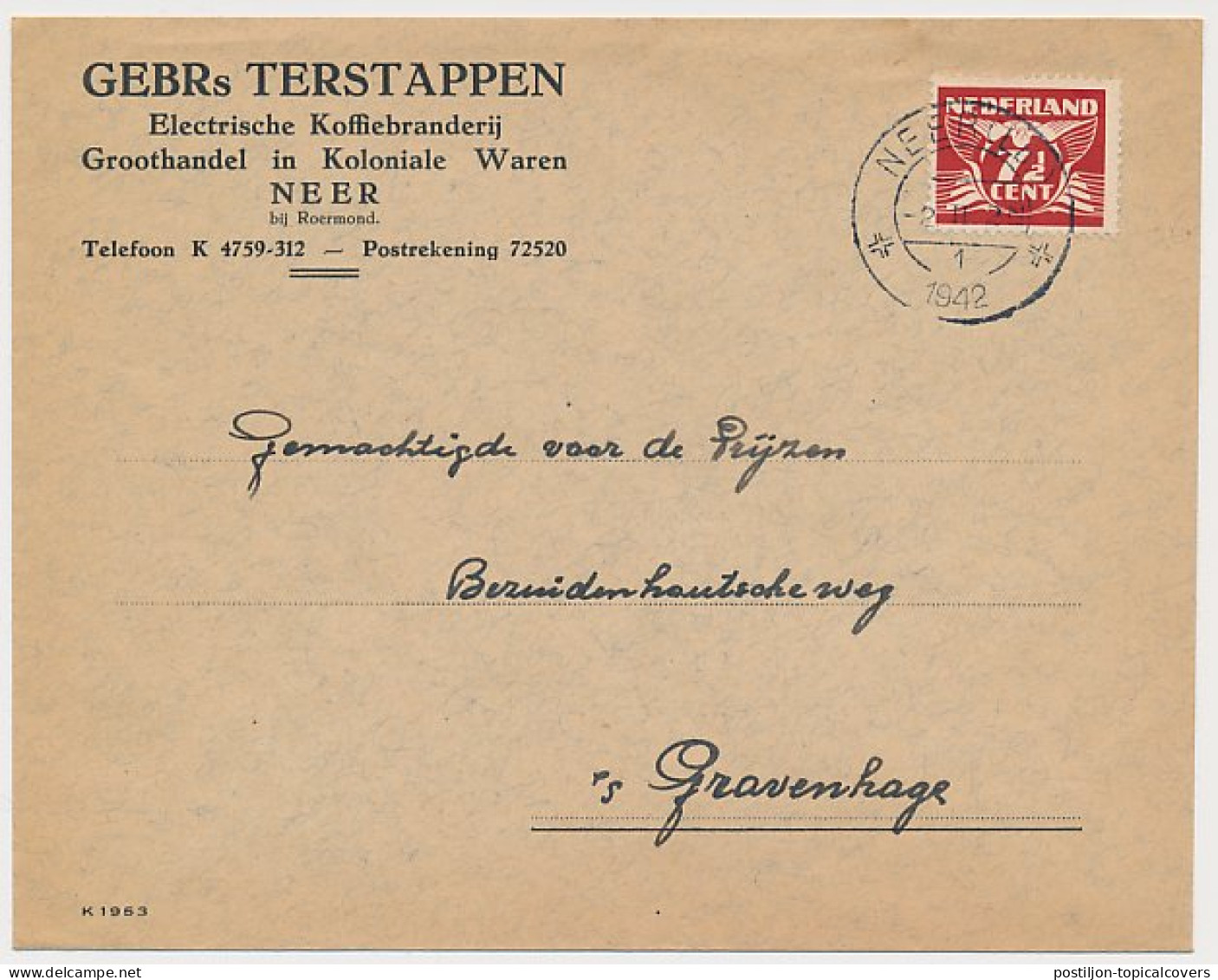 Firma Envelop Neer 1942 - Electrische Koffiebranderij - Unclassified