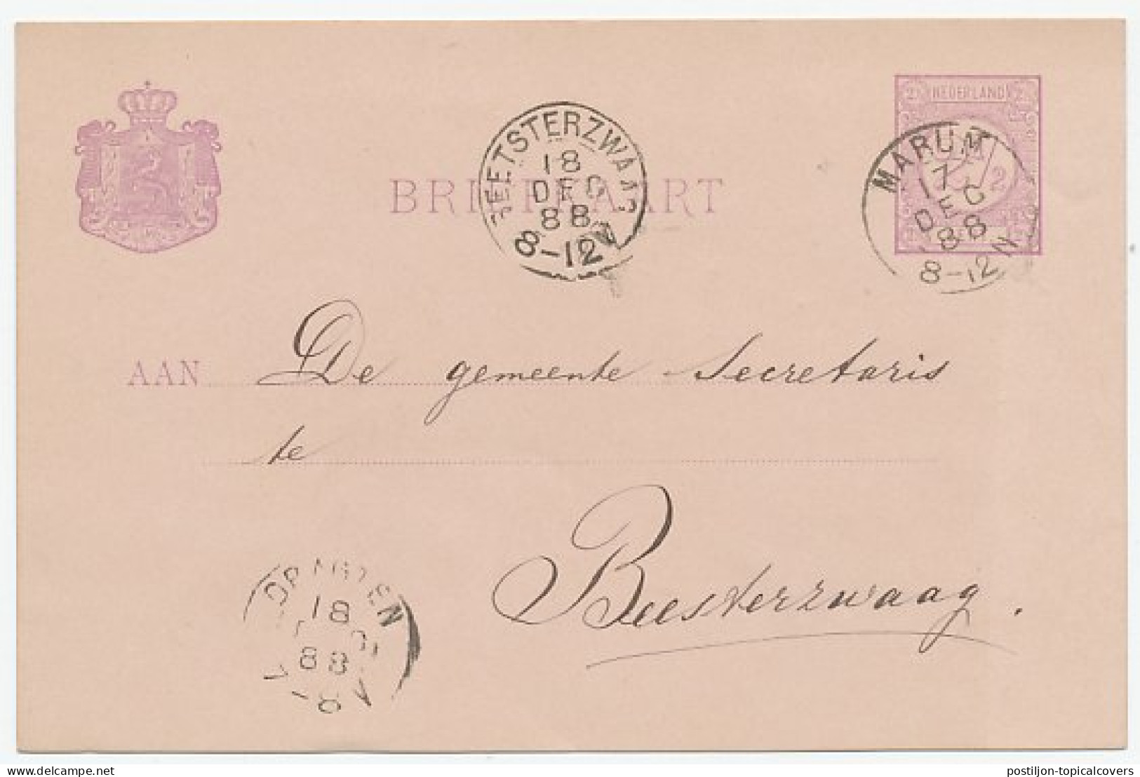 Kleinrondstempel Marum 1888 - Unclassified