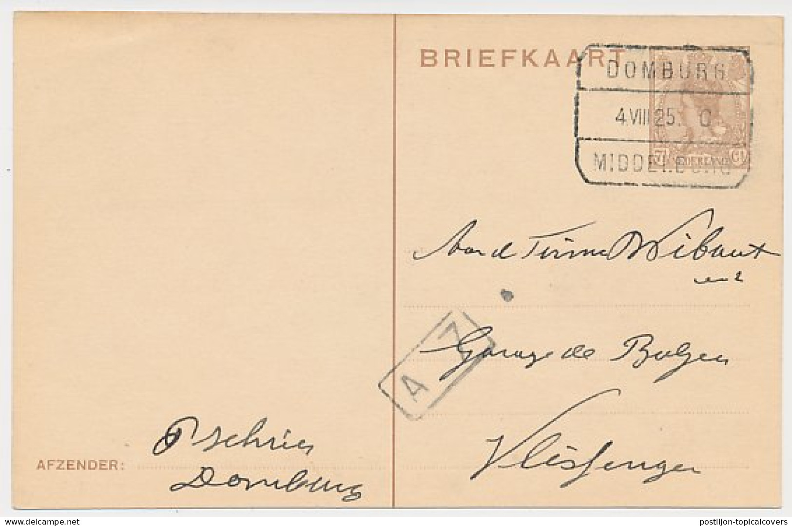 Treinblokstempel : Domburg - Middelburg C 1925 - Unclassified