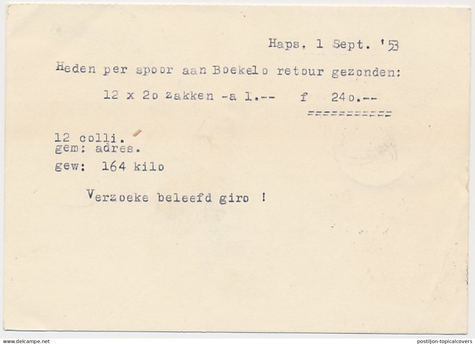 Firma Briefkaart Haps 1953 - Levensmiddelen - Suikerwerken - Unclassified