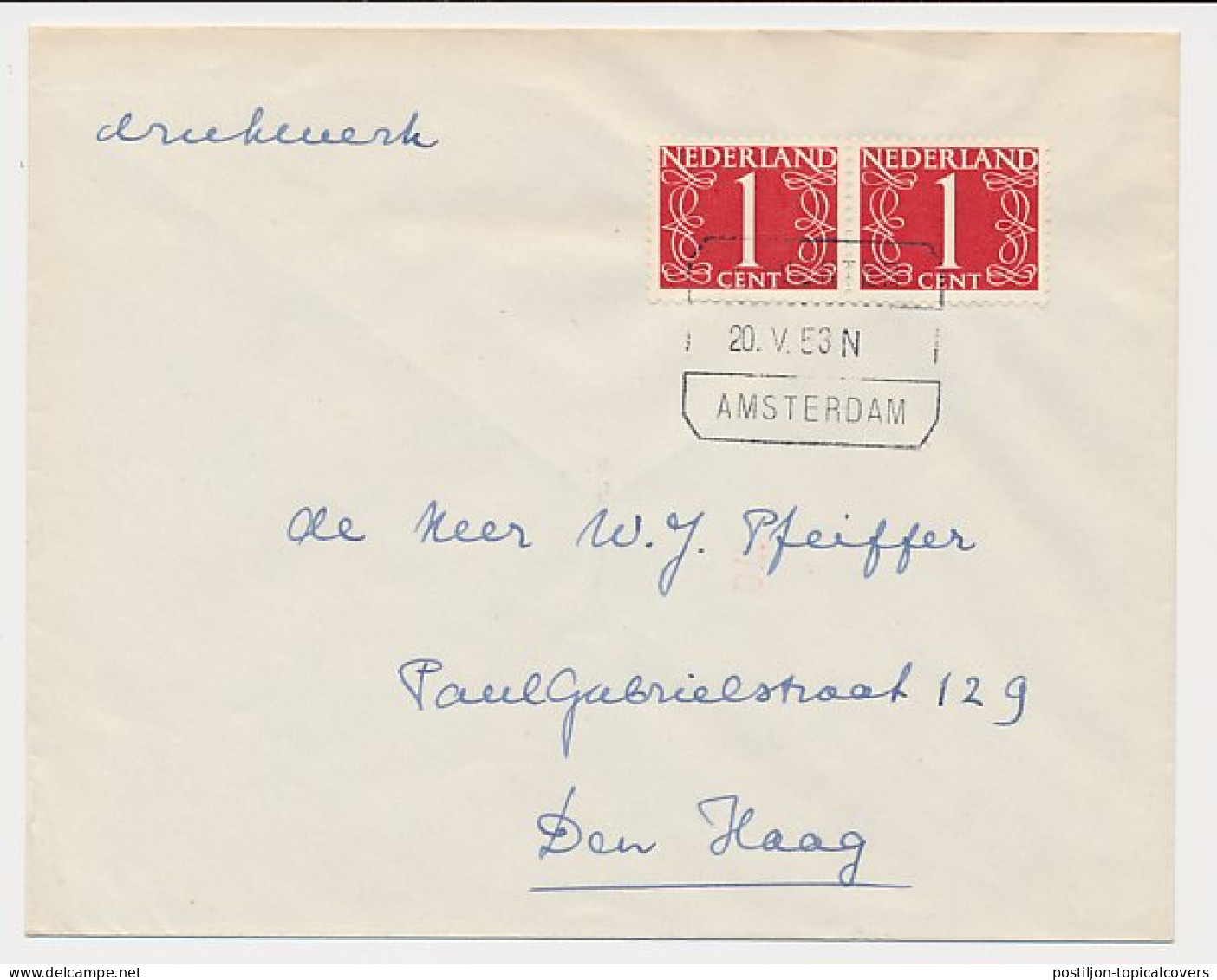 Treinblokstempel : Deventer - Amsterdam N 1953 - Unclassified