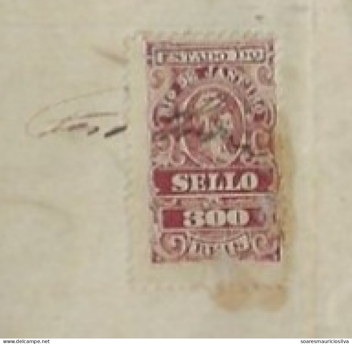 Brazil 1896 Victorino Cardoso & Co Document  Issued In Campos Tax Stamp Of The State Of Rio De Janeiro 300 Réis - Storia Postale