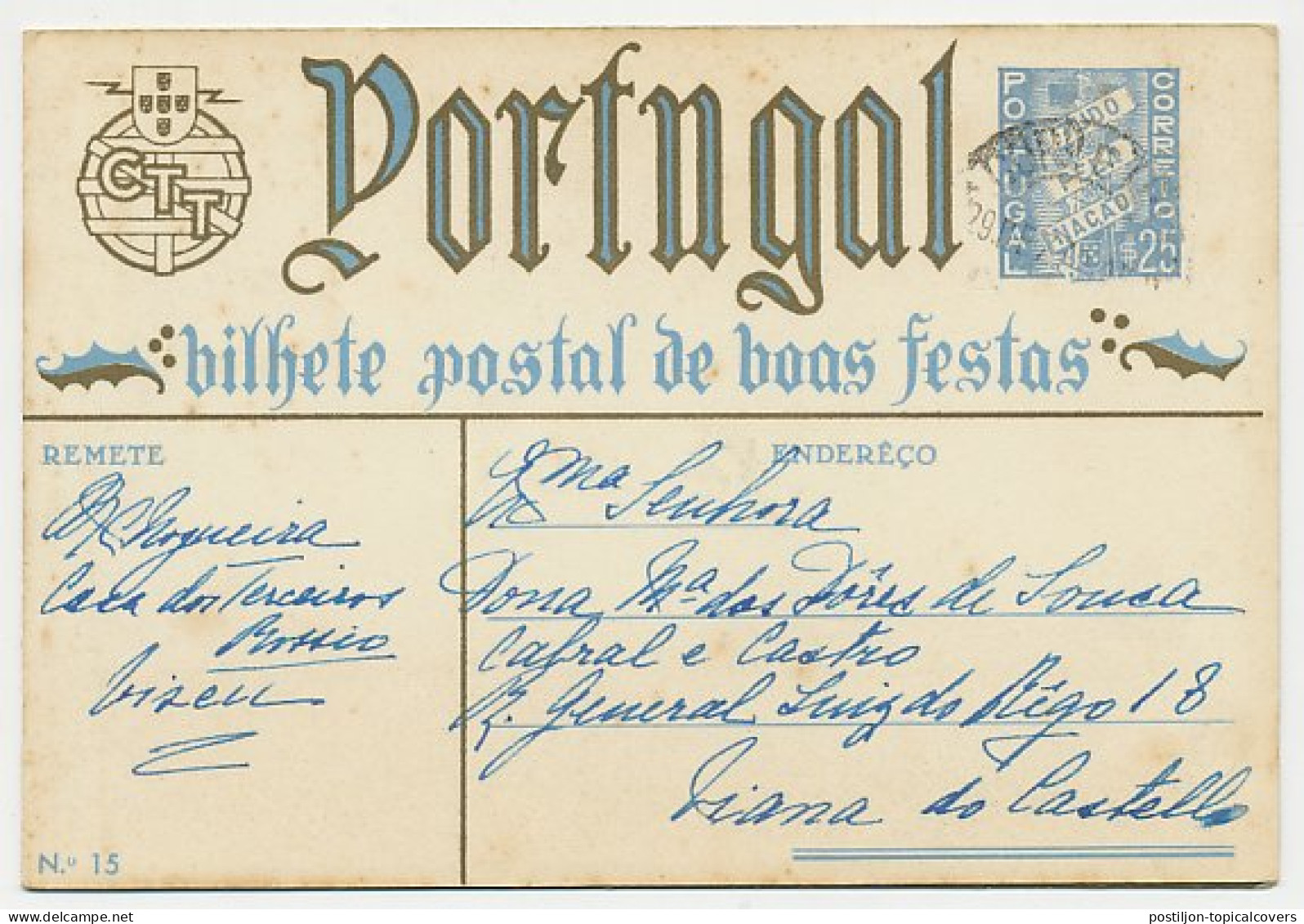 Postal Stationery Portugal 1938 Bethlehem - Shepherd In The Field - Dog - Sheep - Weihnachten