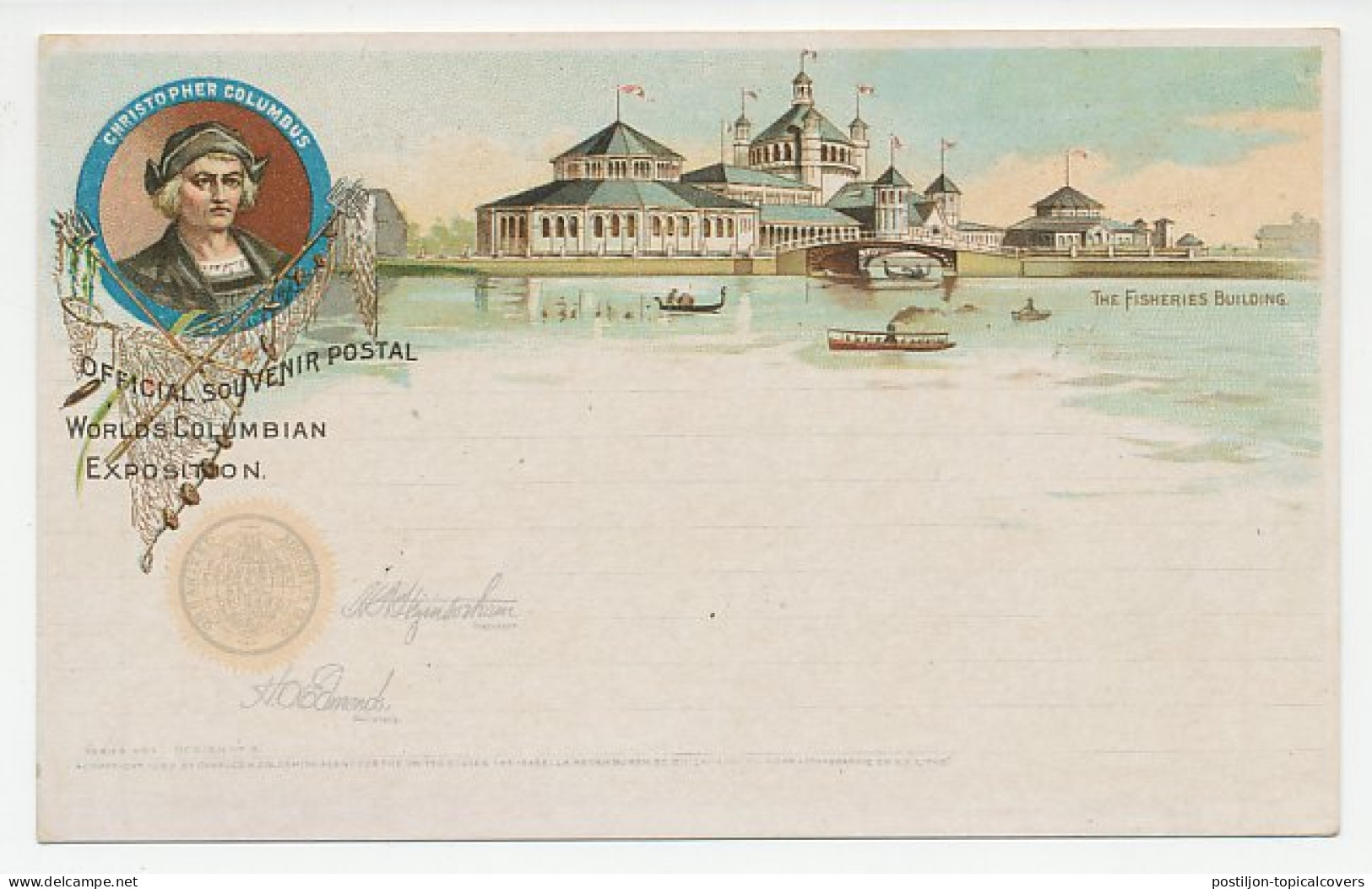 Postal Stationery USA 1893 World S Columbian Exposition - The Fisheries Building - Columbus - Fische