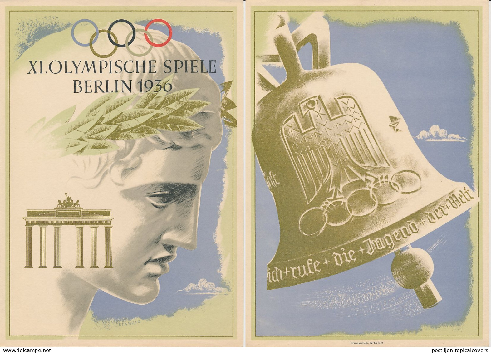 Telegram Germany 1936 - Unused - Schmuckblatt Telegramme Olympic Games Berlin 1936 - Brandenburger Tor - Clock - Sonstige & Ohne Zuordnung