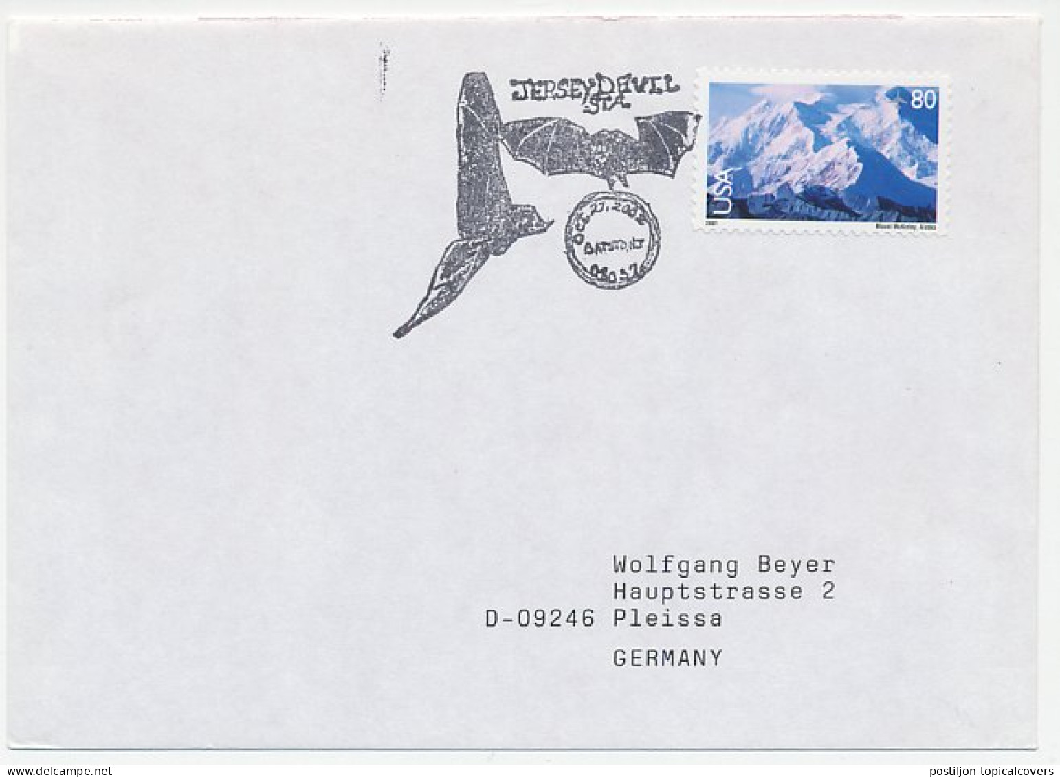 Cover / Postmark USA 2002 Bat - Jersey Devil Station - Sonstige & Ohne Zuordnung