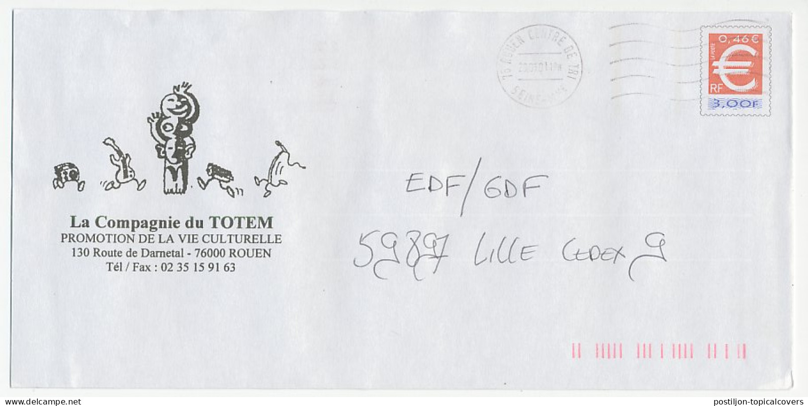 Postal Stationery / PAP France 2001 Totem Pole - Guitar - Indianer