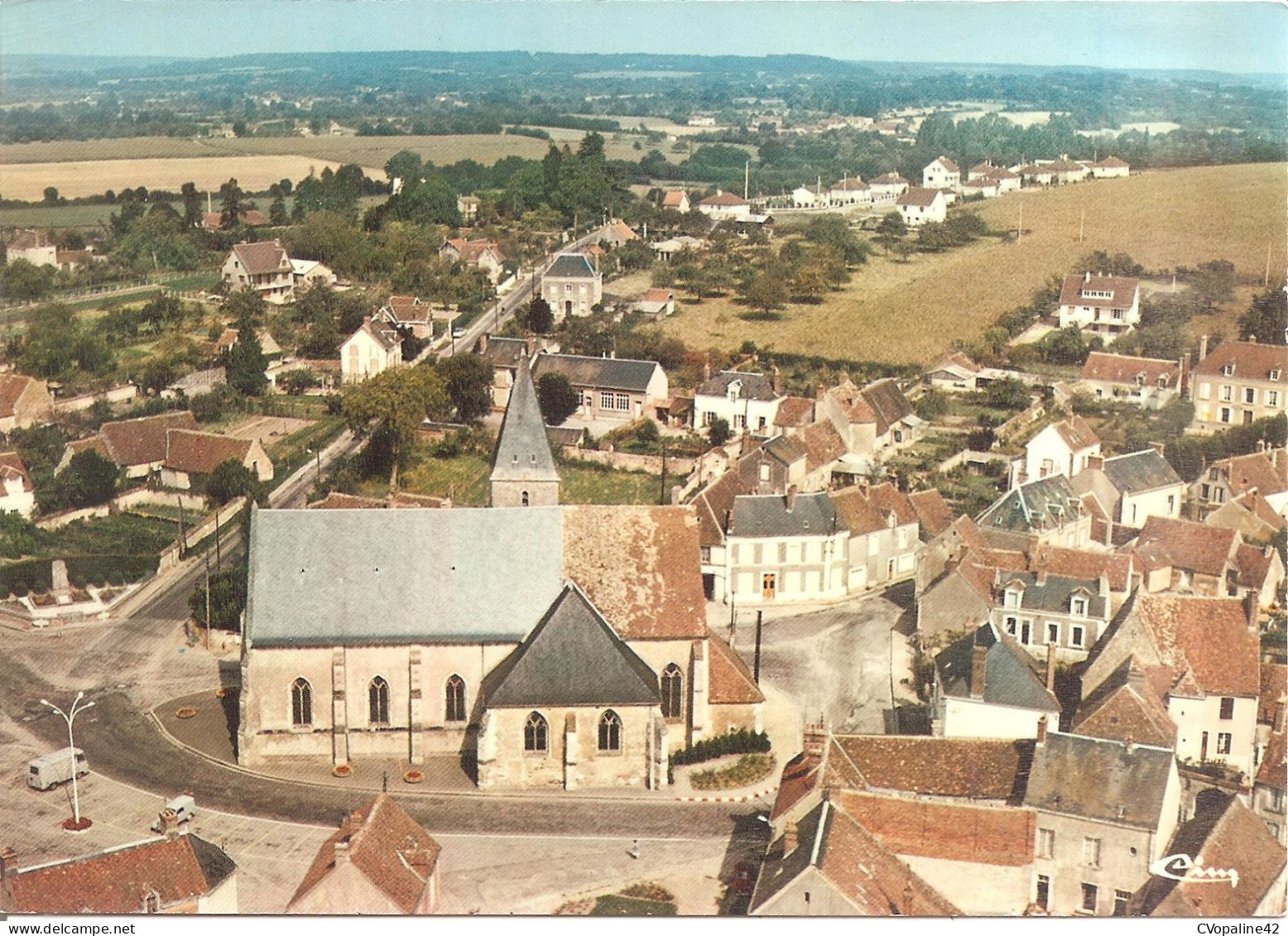CONDE-sur-HUISNE (61) Vue Aérienne - Le Bourg - L'Eglise  CPSM GF - Autres & Non Classés