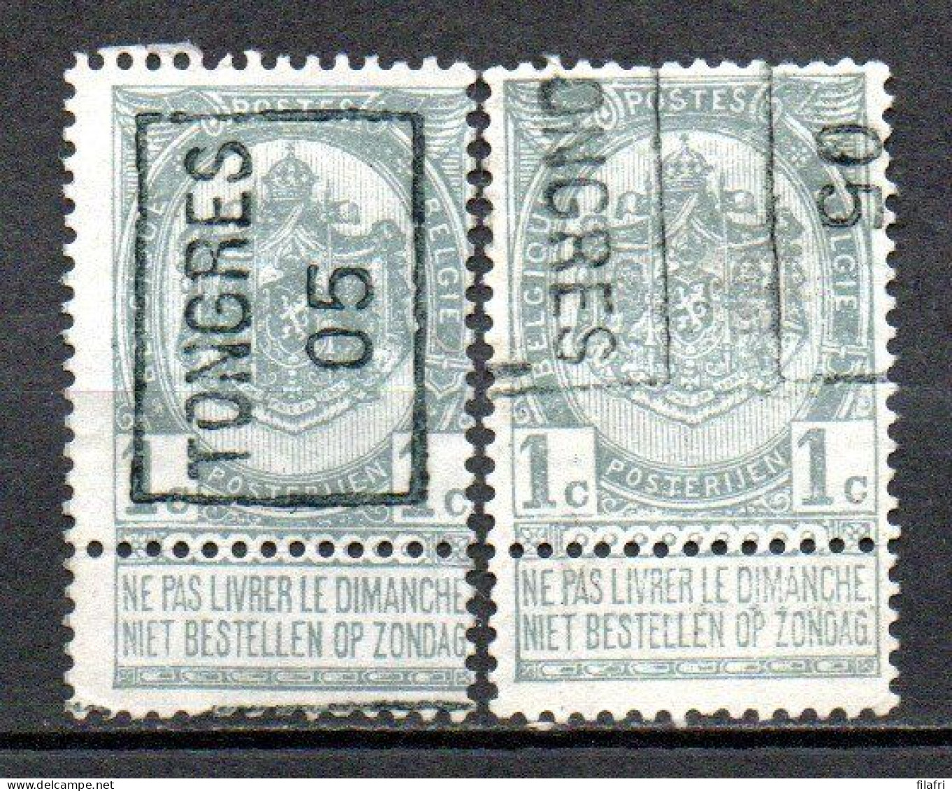 695 Voorafstempeling Op Nr 53 - TONGRES 05 - Positie A & B - Roller Precancels 1900-09