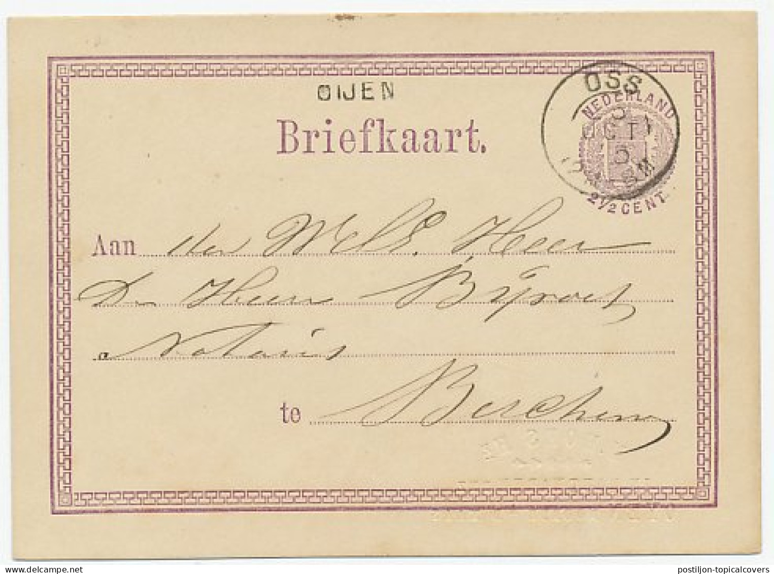 Naamstempel Oijen 1875 - Brieven En Documenten