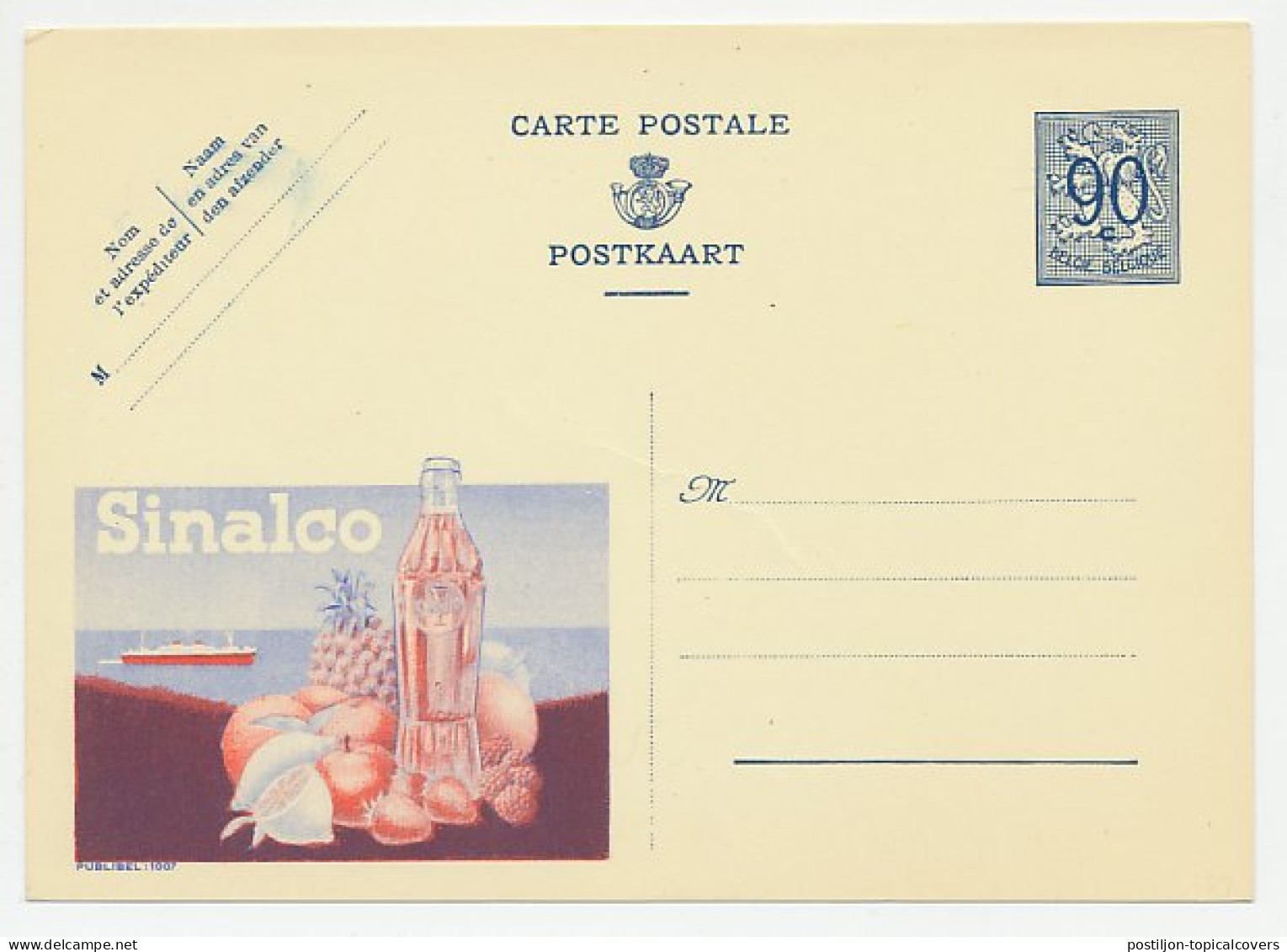 Publibel - Postal Stationery Belgium 1951 Fruit Drink - Sinalco - Lemon - Apple - Pineapple - Orange - Frutas