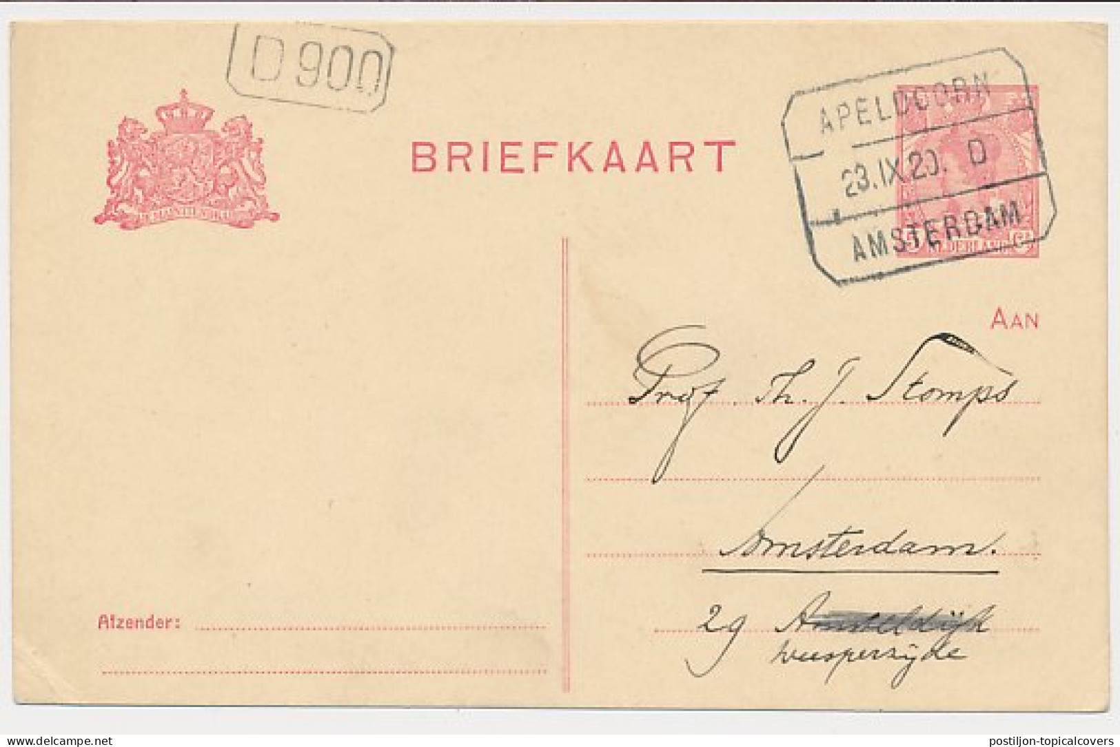 Treinblokstempel : Apeldoorn - Amsterdam D 1920 - Unclassified