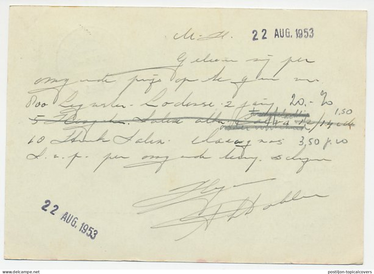 Firma Briefkaart Werkendam 1953 - Boom- Bloemkwekerij - Non Classés