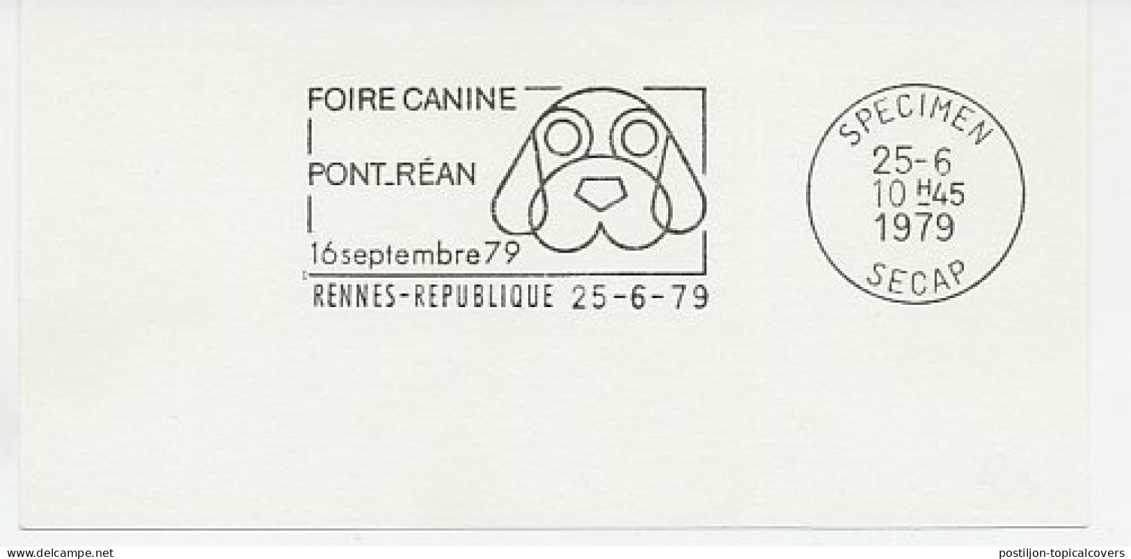 Specimen Postmark Card France 1979 Dogs Exhibition - Show - Otros & Sin Clasificación