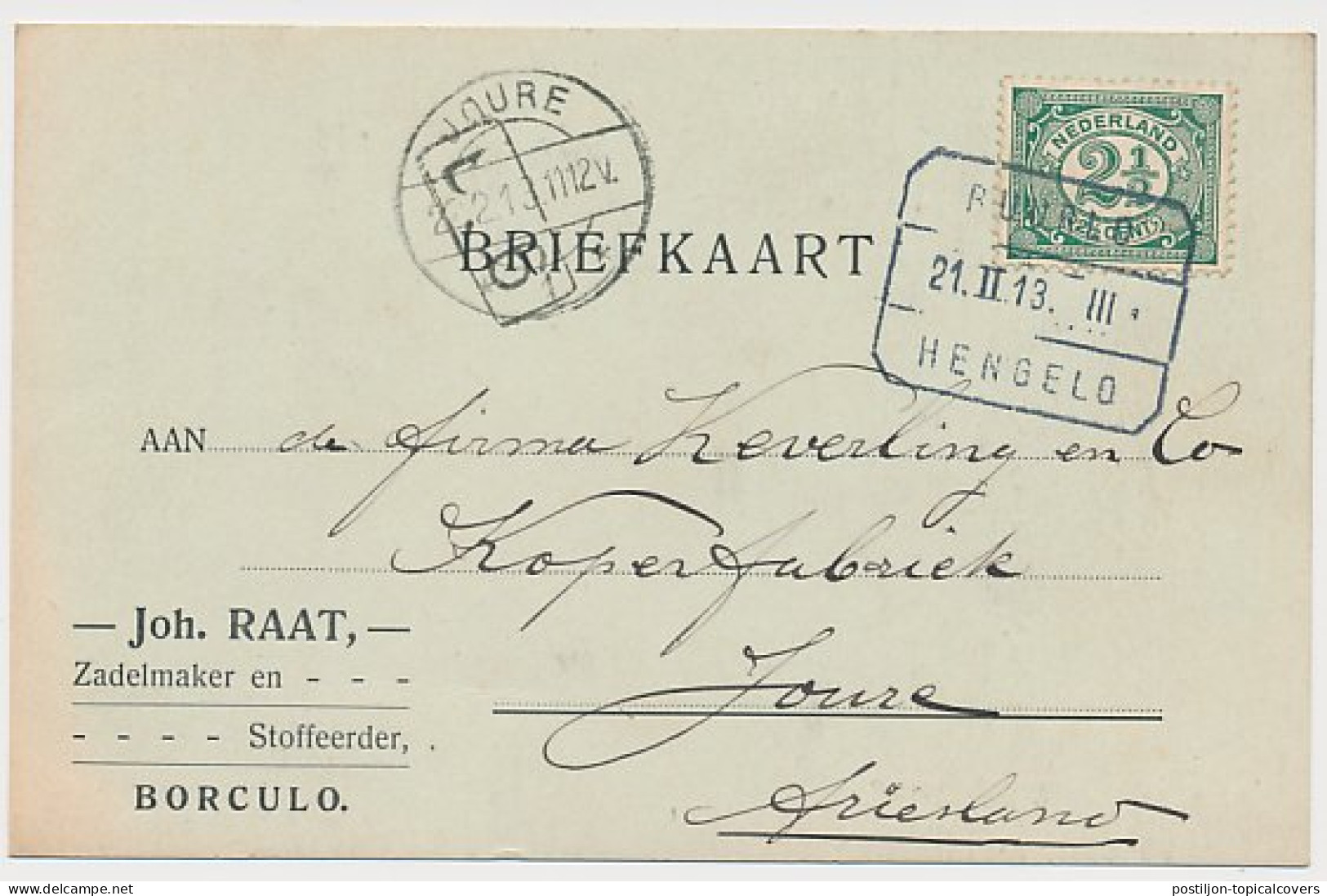 Treinblokstempel : Ruurlo - Hengelo III 1937 ( Borculo ) - Non Classificati