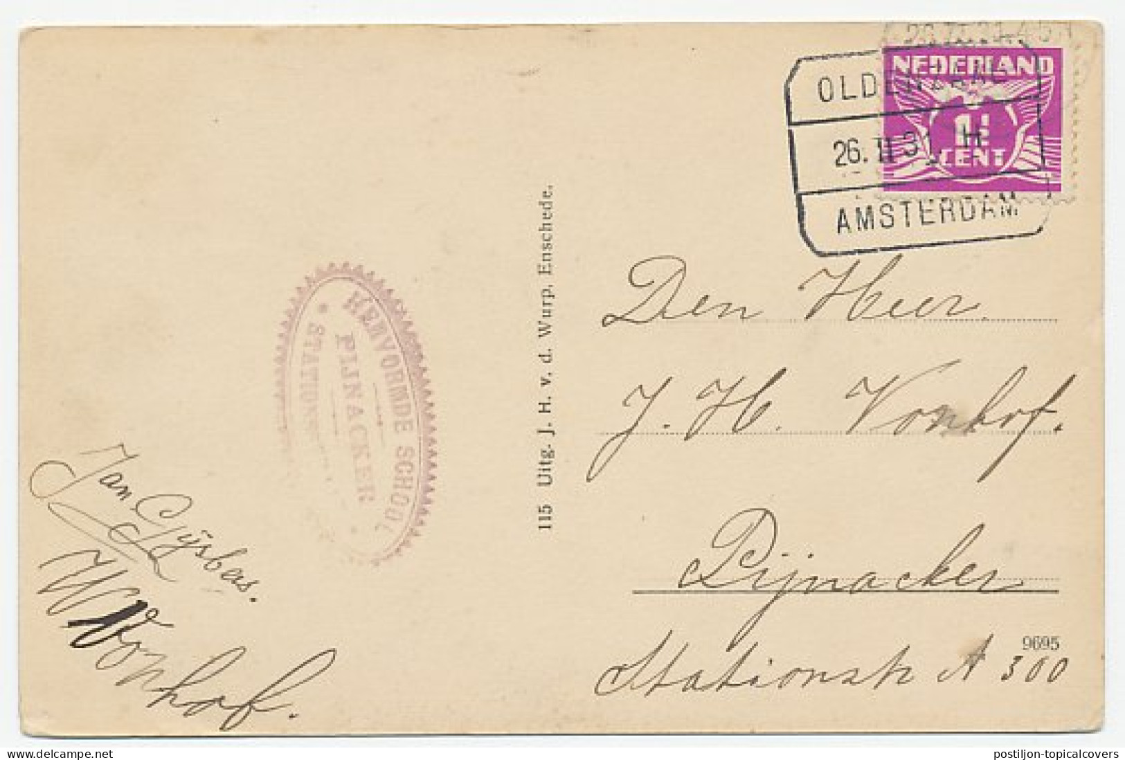 Treinblokstempel : Oldenzaal - Amsterdam H 1931 - Unclassified