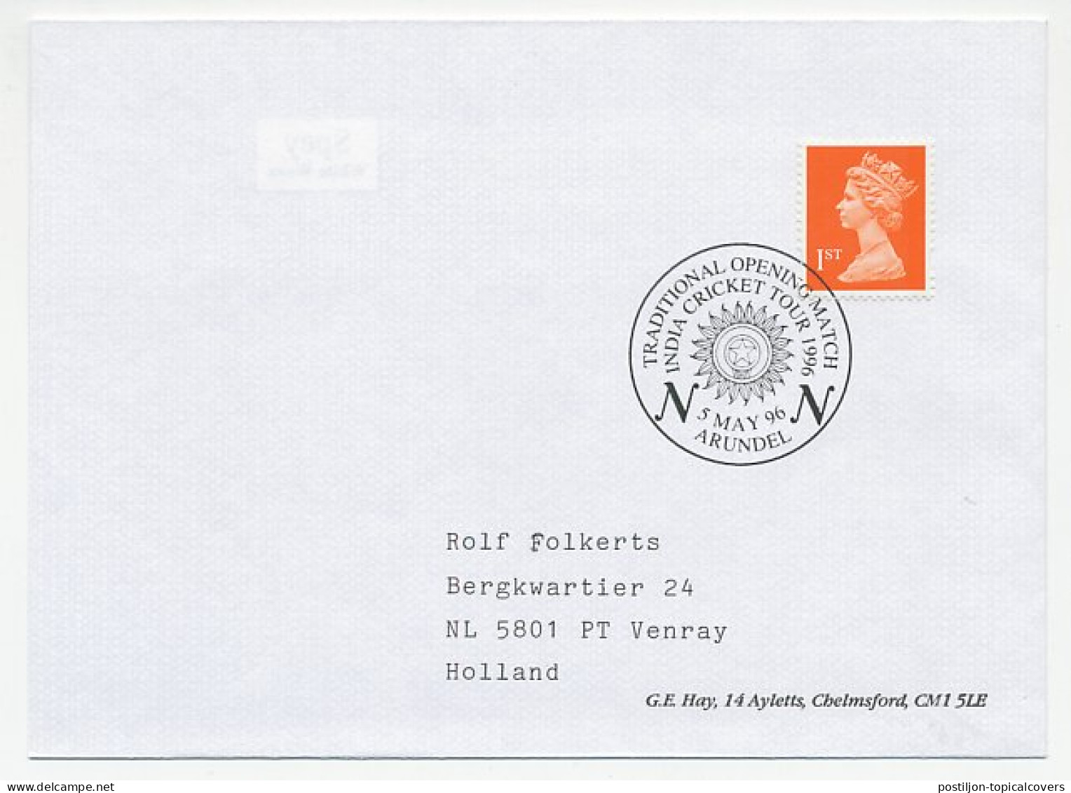 Cover / Postmark GB / UK 1996 Cricket - Other & Unclassified