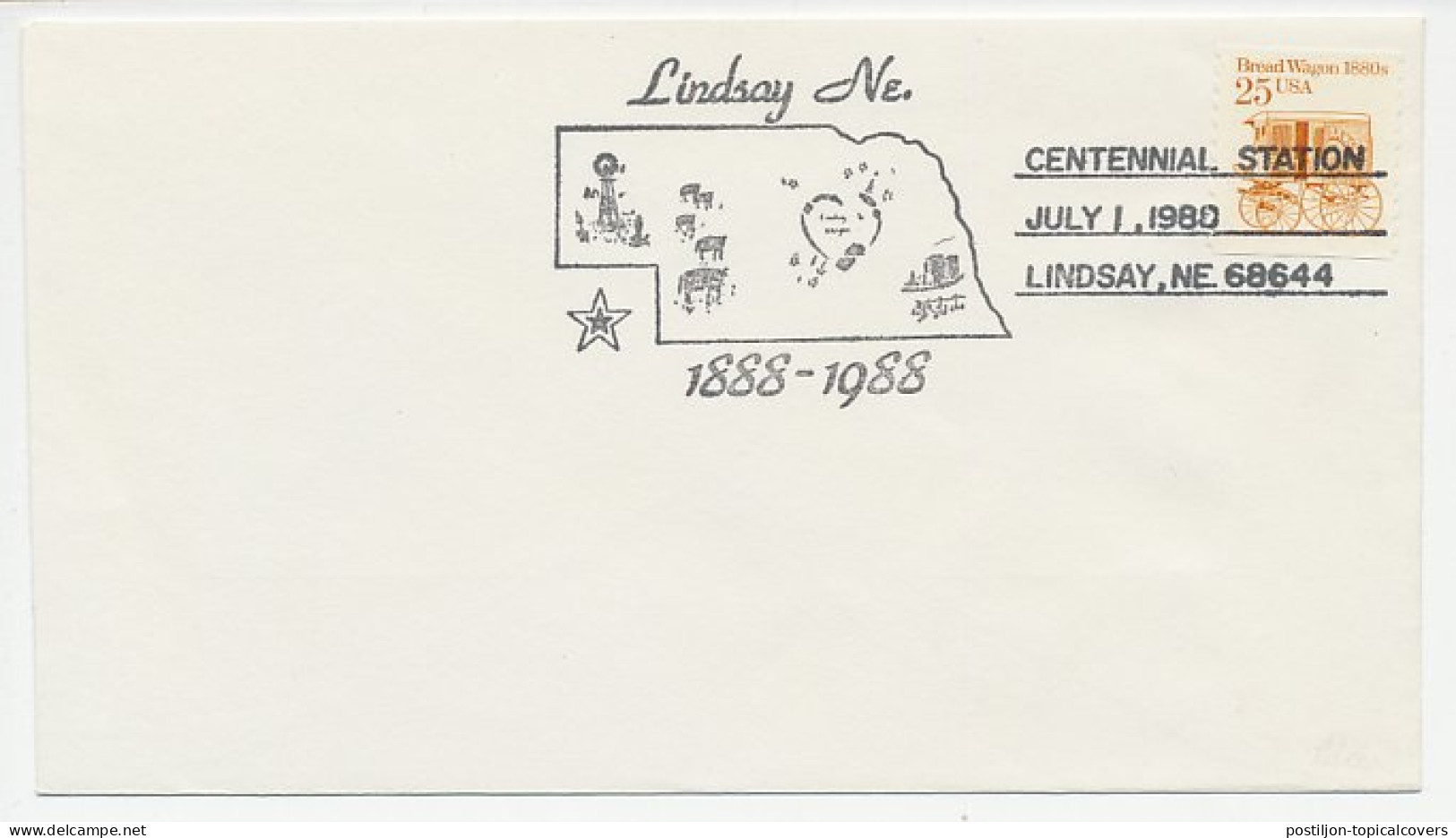 Cover / Postmark USA 1988 Windmill - Mühlen