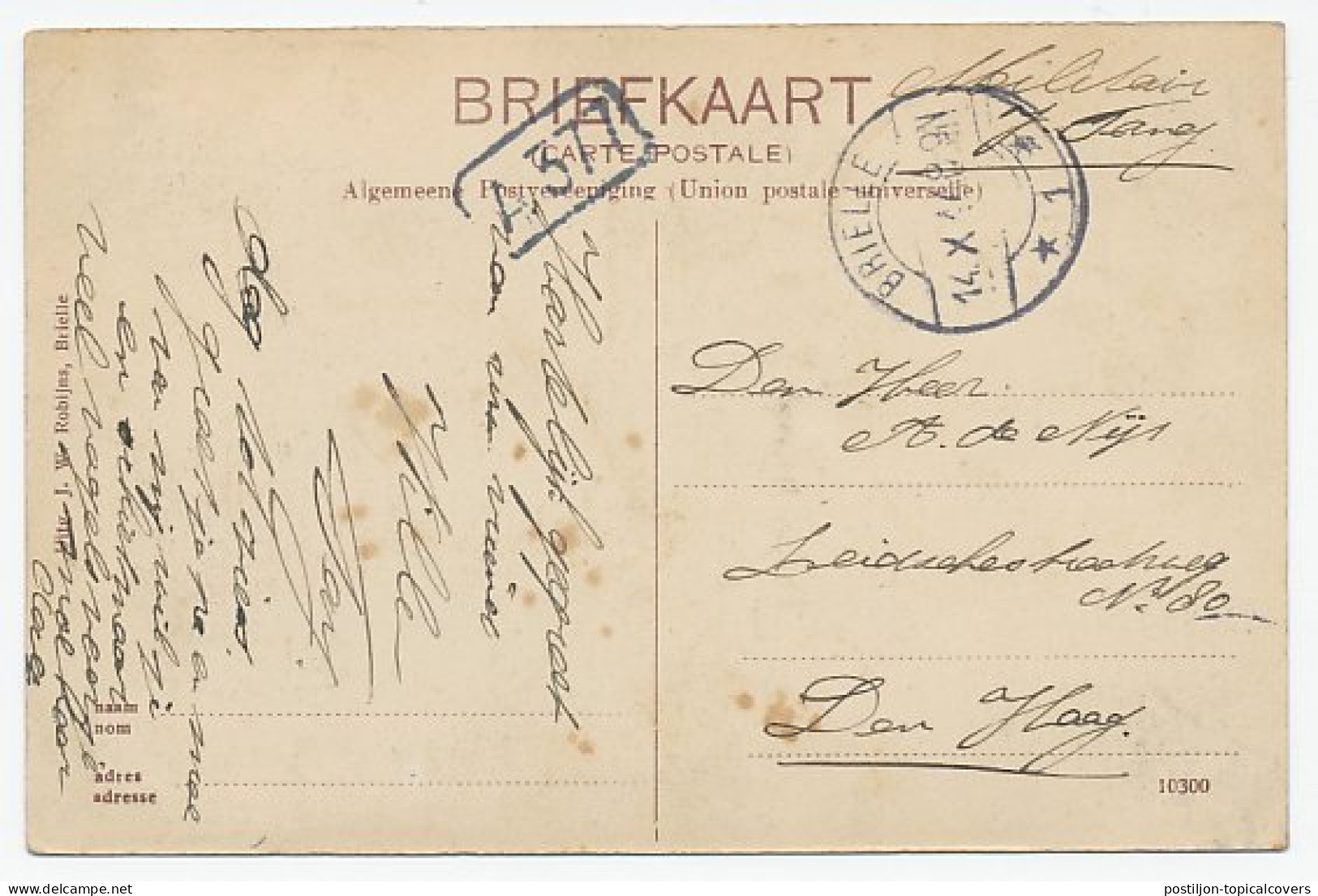 Prentbriefkaart Brielle - Gasfabriek 1914 - Dienst Militair - Autres & Non Classés