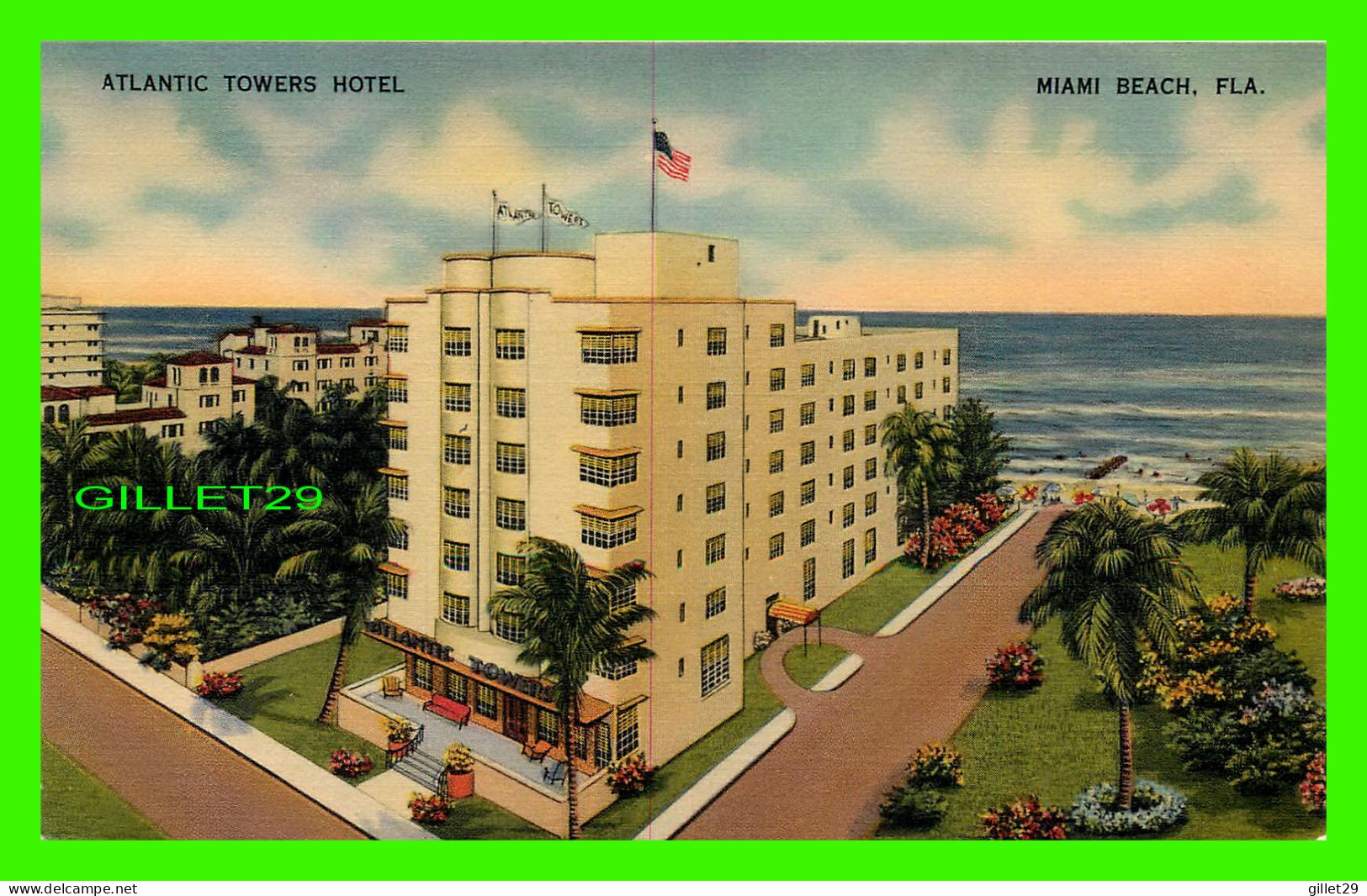 MIAMI BEACH, FL - ATLANTIC TOWERS HOTEL - COLOURPICTURE PUB. - - Miami Beach