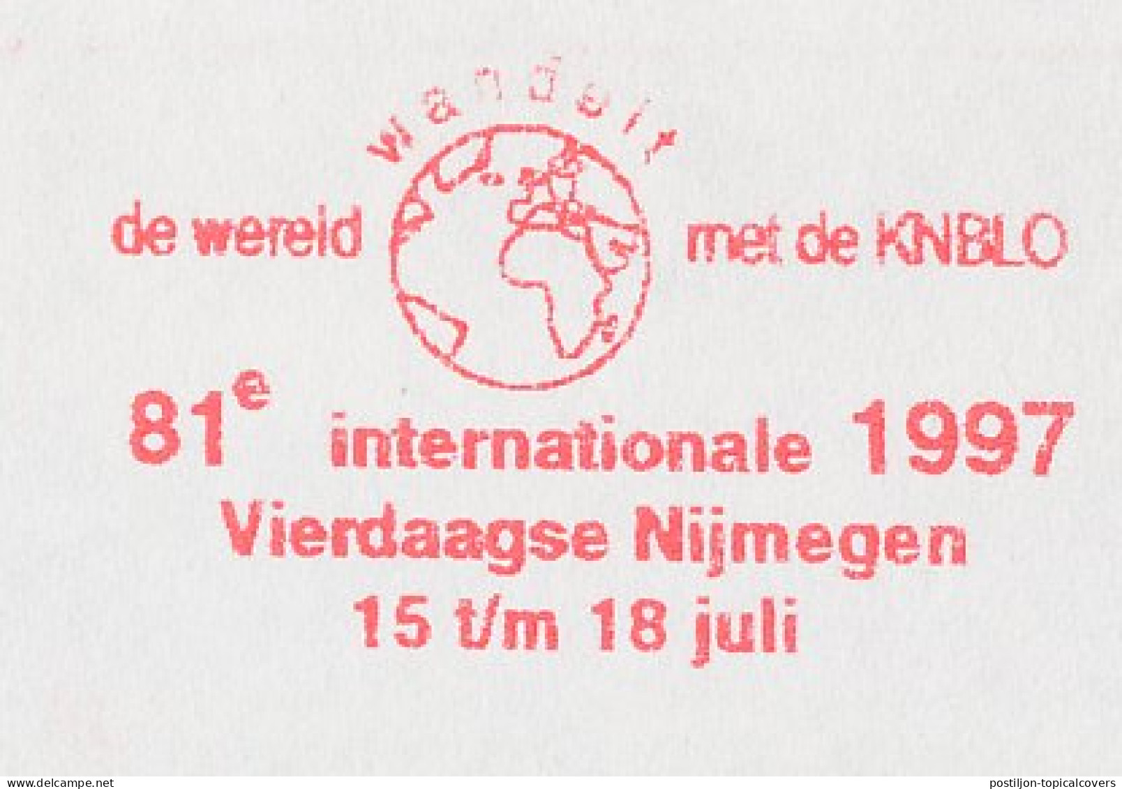 Meter Cover Netherlands 1997 81st International Four Days Marches Nijmegen - Autres & Non Classés